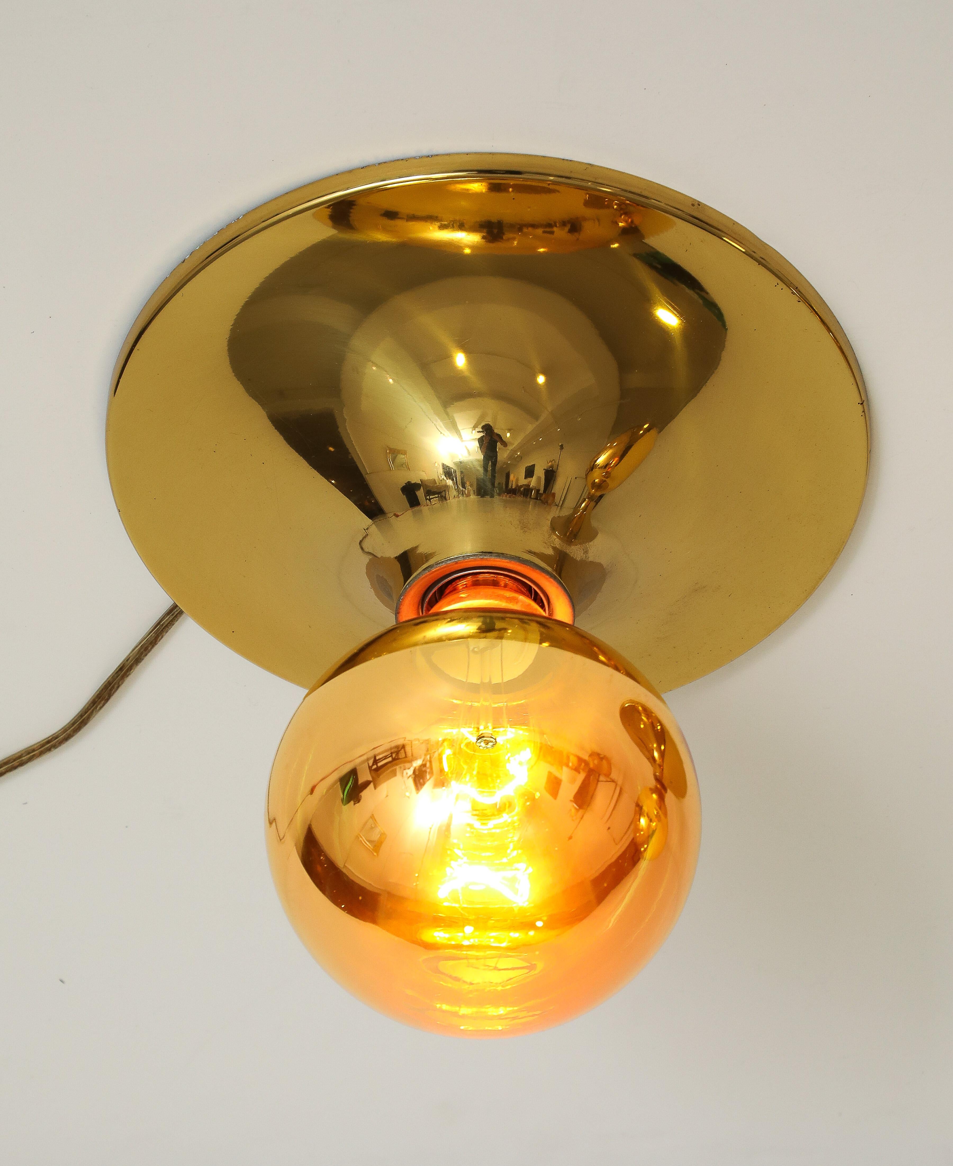 Pair Extra Large 1960's Gold Wall Sconces / Flush Mounts  ( 6 Pairs Available ) For Sale 1