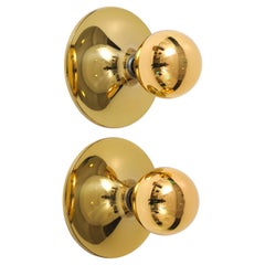 Pair Extra Large 1960's Gold Wall Sconces / Flush Mounts  ( 6 Pairs Available )