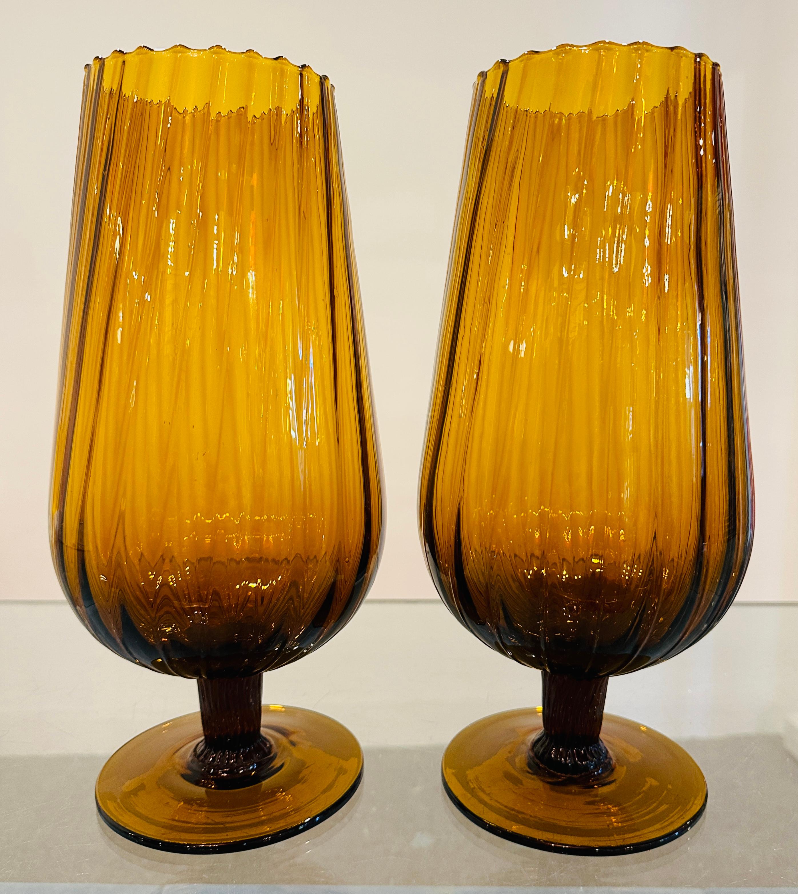 large amber vases