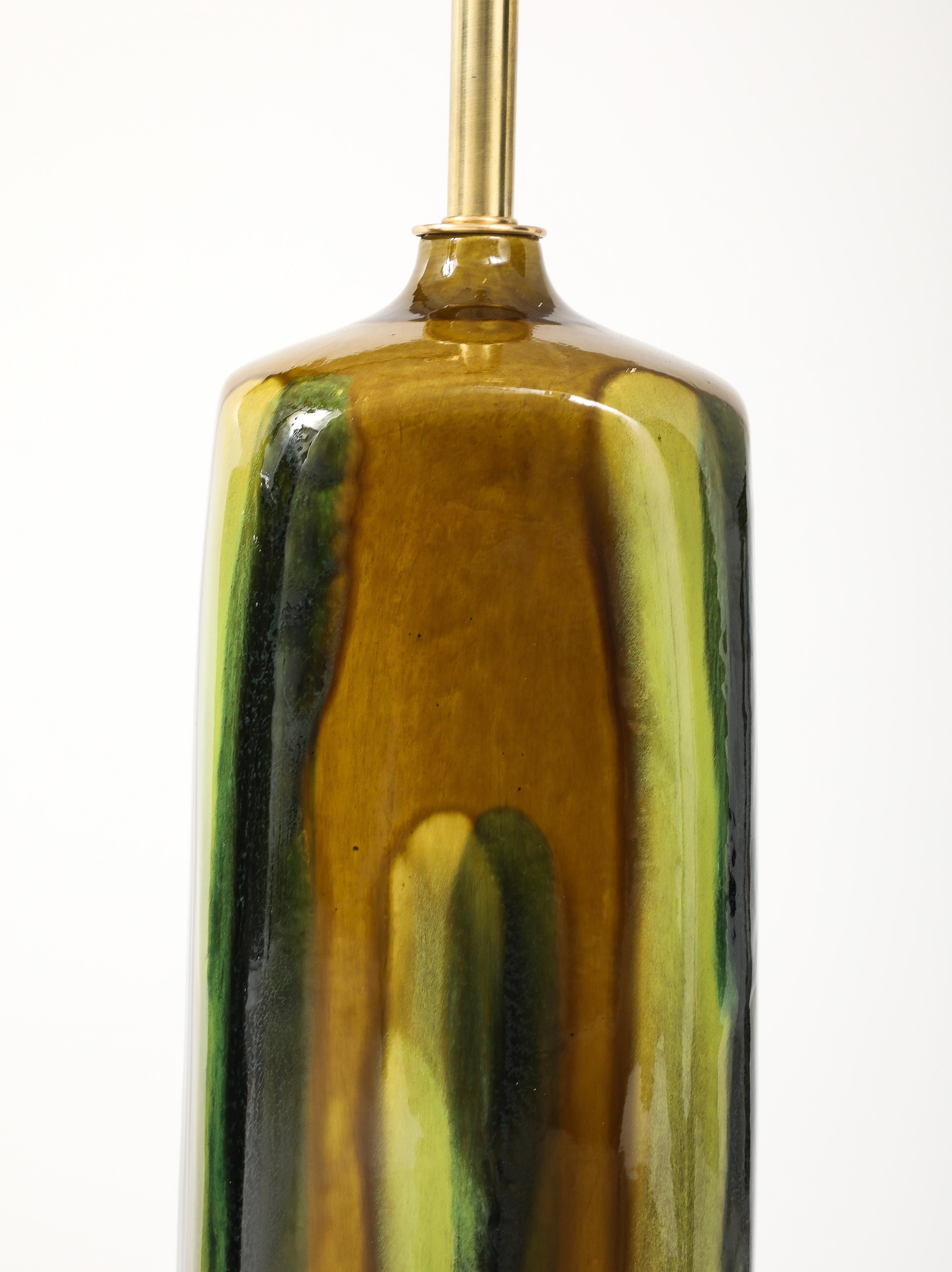 Paire de grandes lampes en céramique émaillée italienne des années 1960. en vente 1