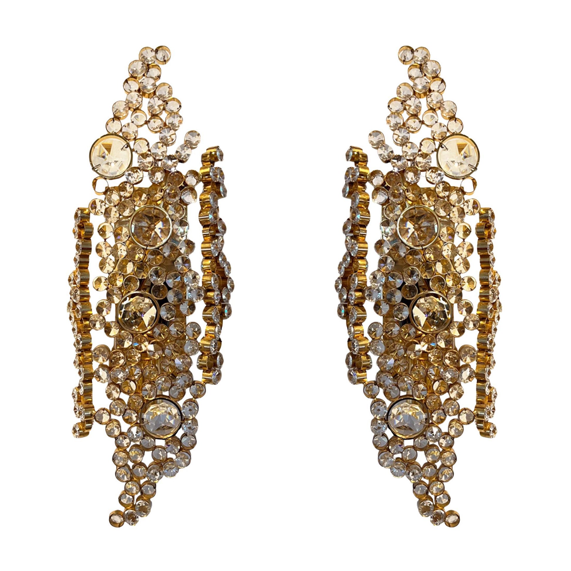 Paire de grandes appliques murales modernistes Palwa des années 1960