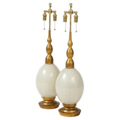 Pair of Large 1960's Murano Glass Lamps by Marble Lamp Company