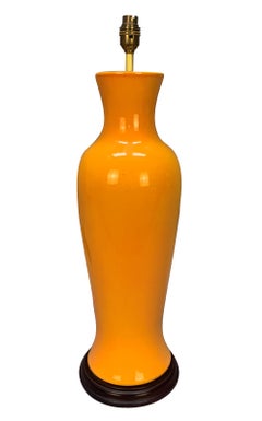 Pair Of Large 1960's Orange Porcelain Lamps