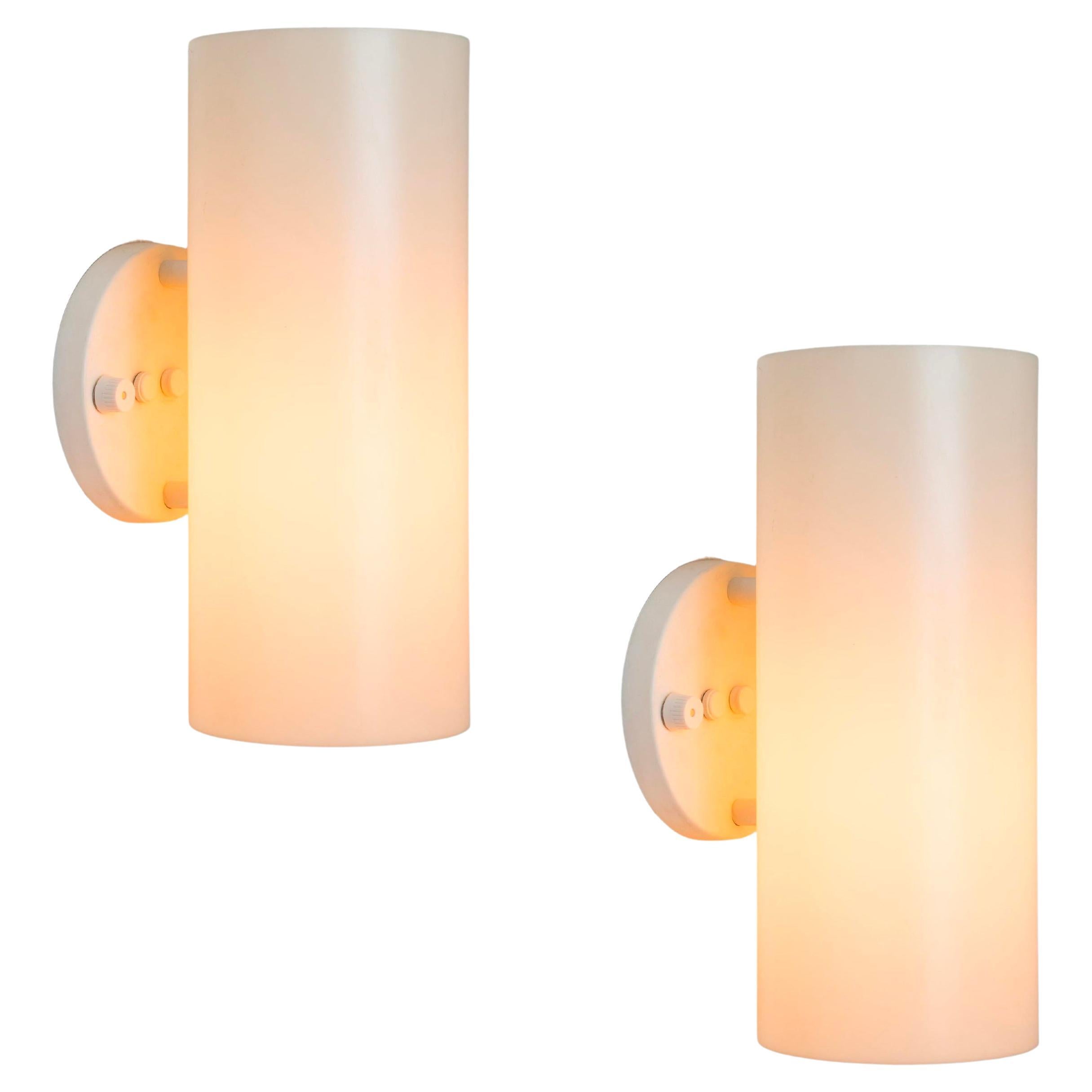 Pair of Large 1960s Paul Mayen Cylindrical Wall Lamps for Habitat