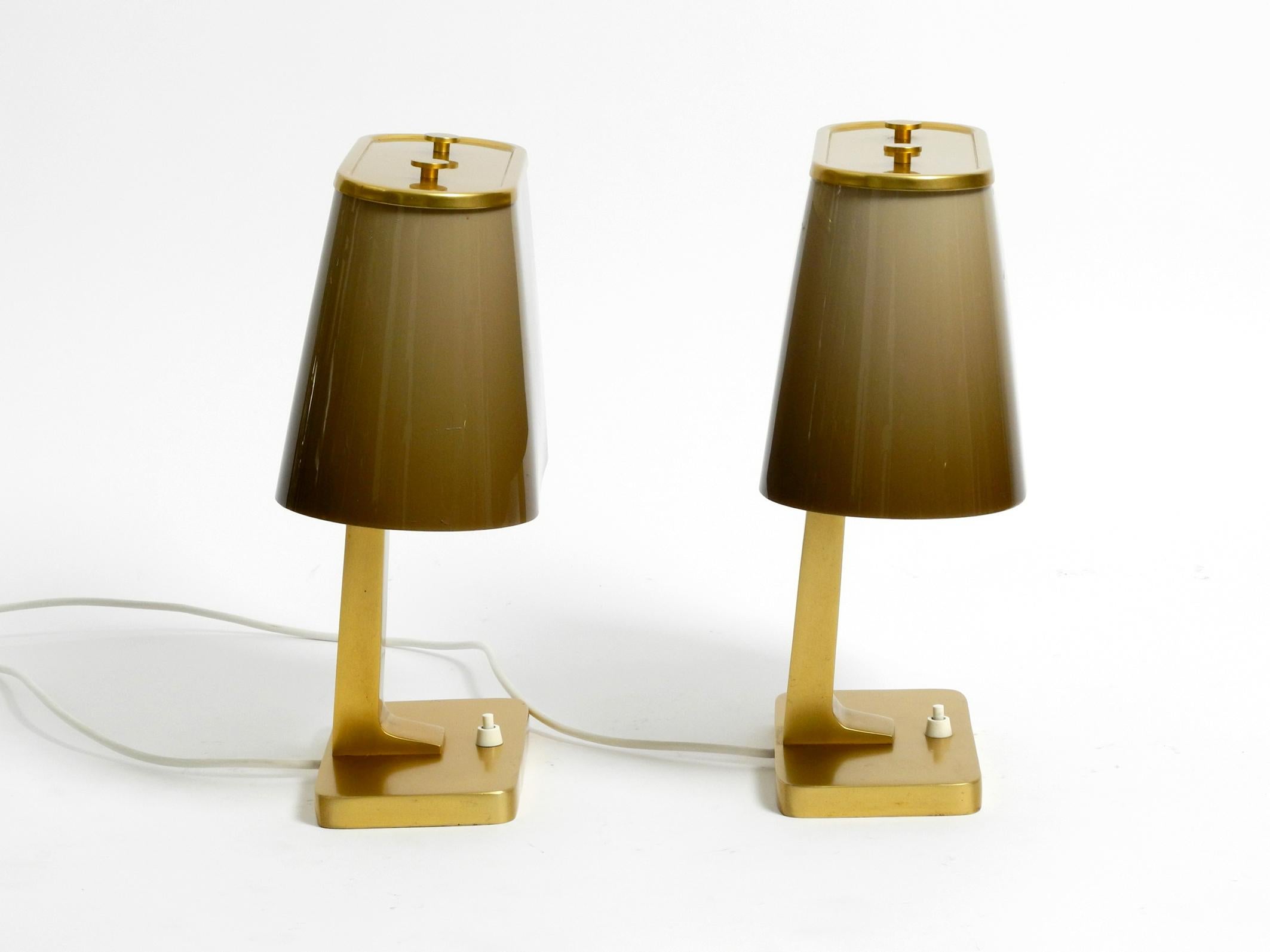 Aluminum Pair of Large 1960s Space Age Table Lamps with Plastic Shades from Italy