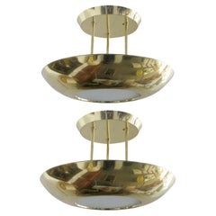 Zwei große finnische zweistufige runde Deckenleuchten, Einbaubeleuchtung, 1970er/80er Jahre