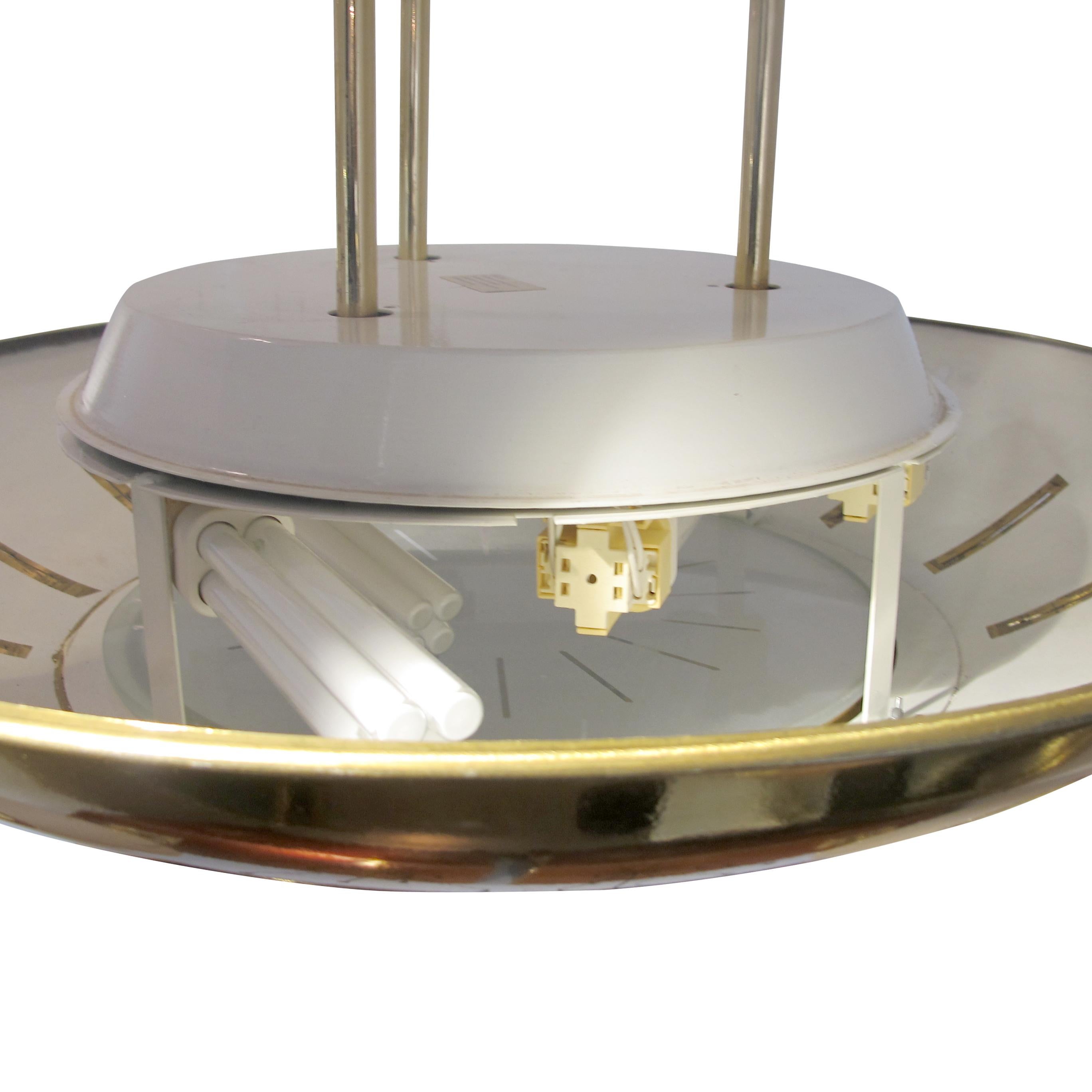 Metal Pair of Large 1970s/80s Finnish Two Tiered Circular Ceiling Flush Mount Lights