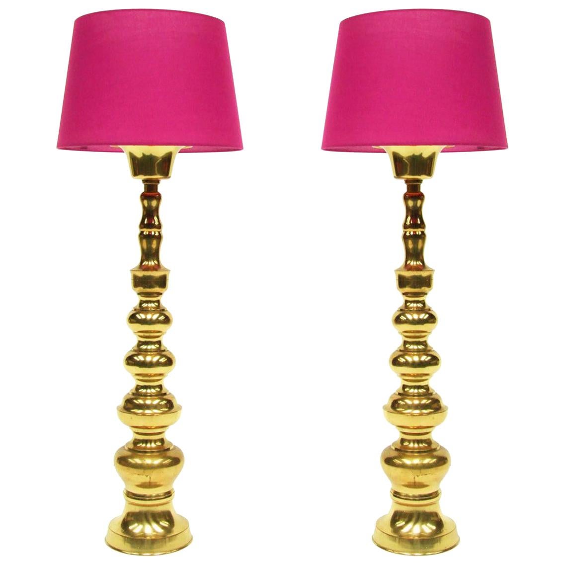 Pair of Large 1970s Brass Stiffel Floor or Table Lamps