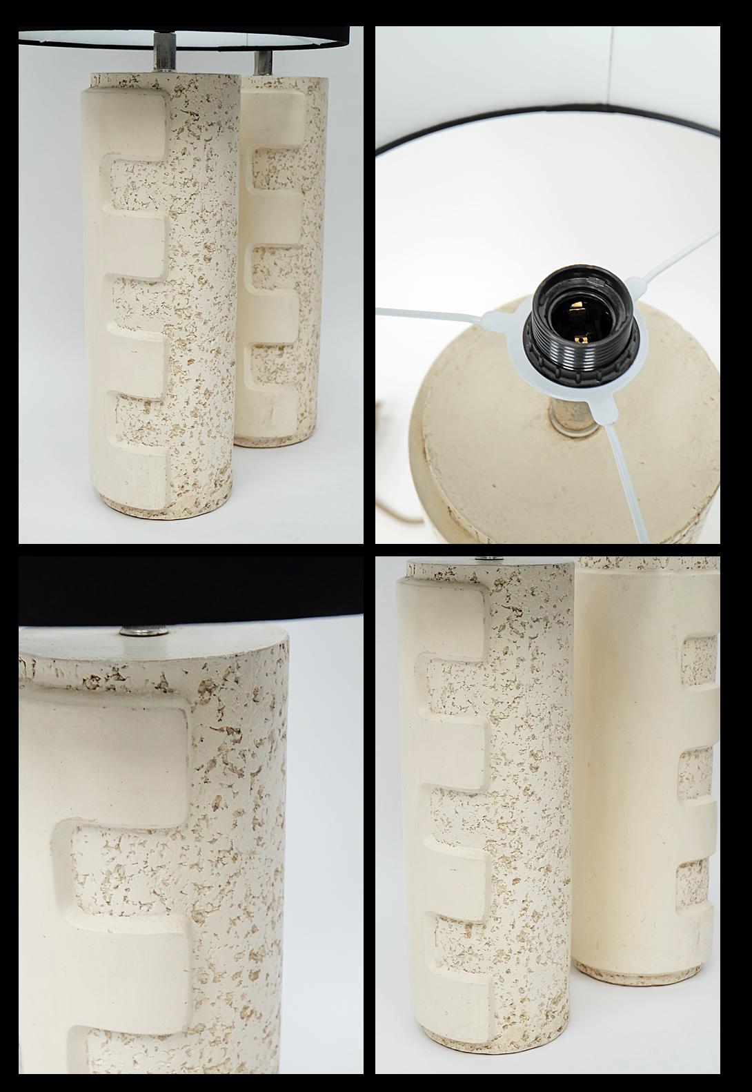 Pair of Large 1970s Brutalist Ceramic Cylinder Table Lamps In Good Condition In Nottingham, Nottinghamshire