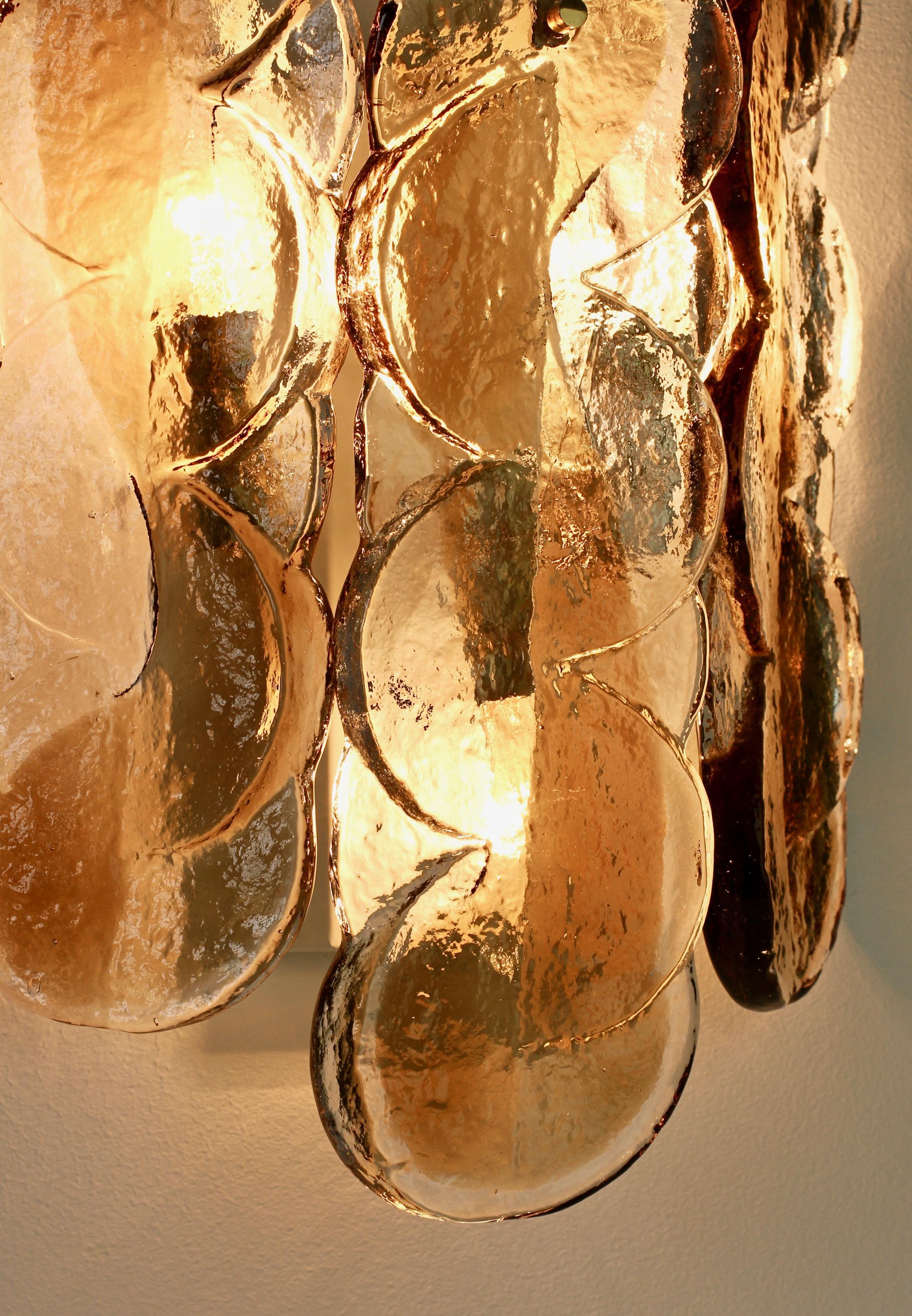 Pair of Large 1970s Kalmar 'Citrus' Mazzega Textured Glass Wall Lights / Sconces 9