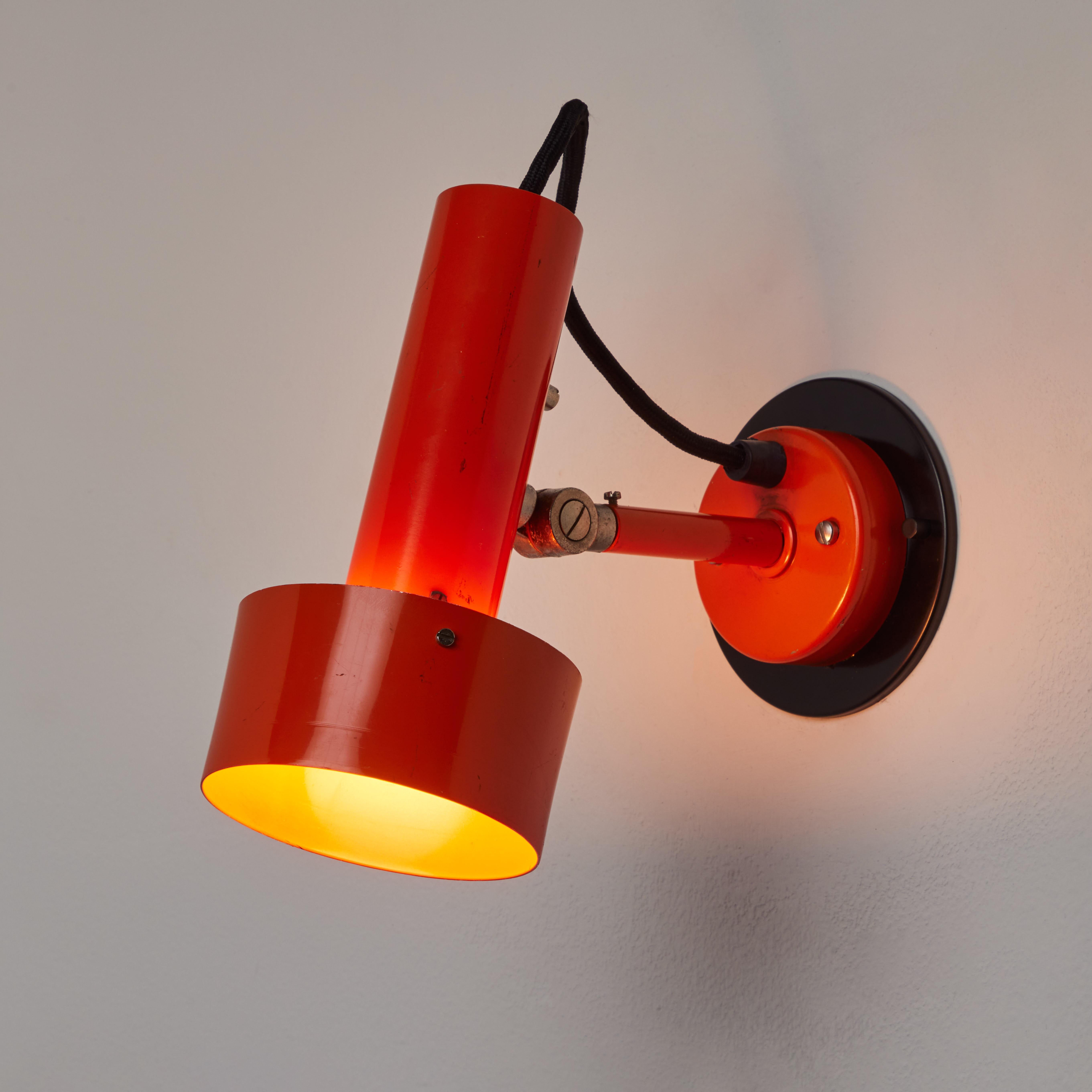 Painted Pair of Large 1970s Orange Sconces for Nordisk Solar For Sale