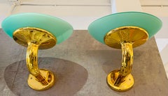 Pair of Large 1980s Italian Fratelli Martini Gold Wall Lamps