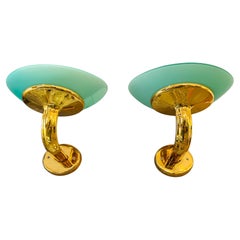 Pair of Large 1980s Italian Fratelli Martini Gold Wall Lamps