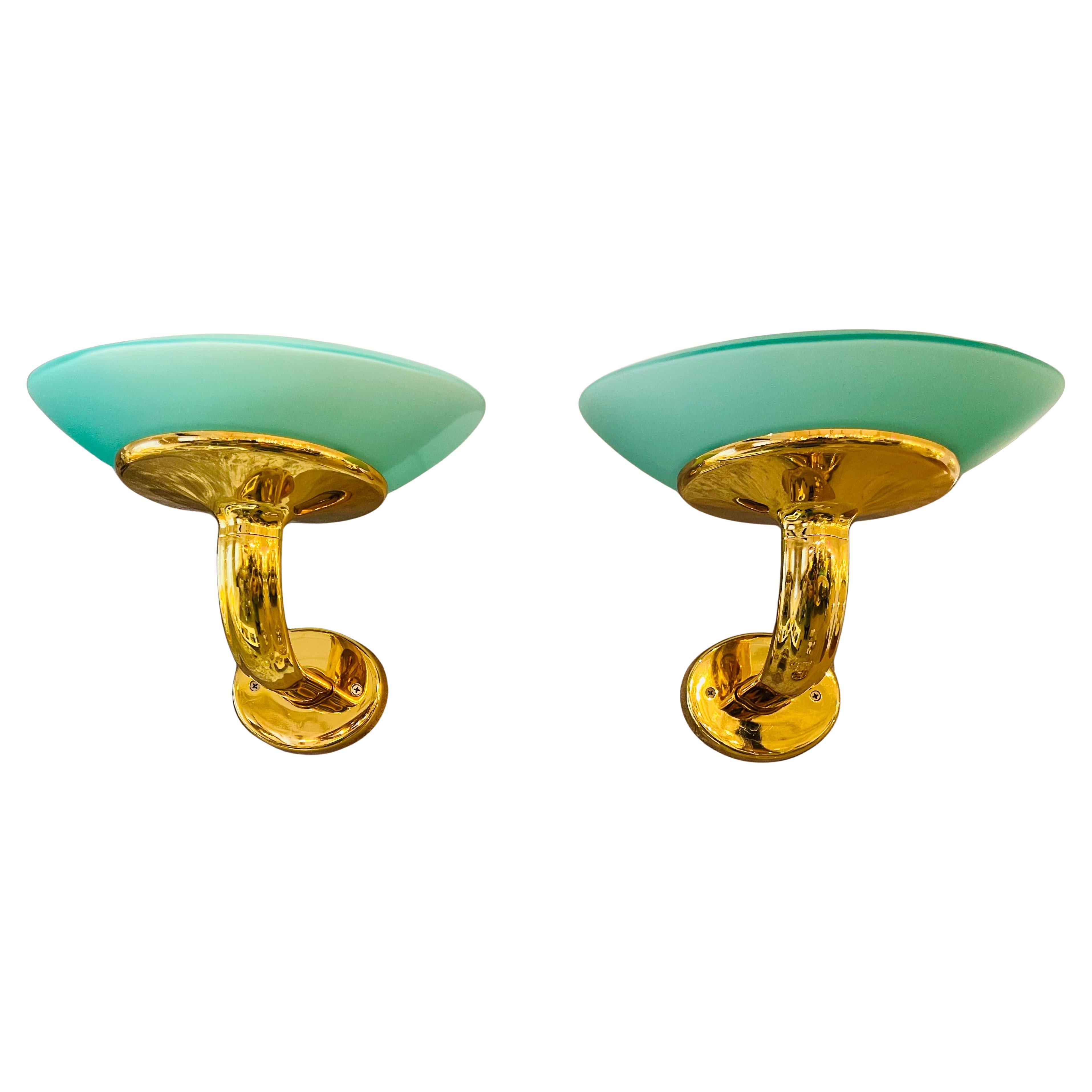 Pair of Large 1980s Italian Fratelli Martini Gold Wall Lamps