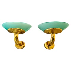 Pair of Large 1980s Italian Fratelli Martini Gold Wall Lamps