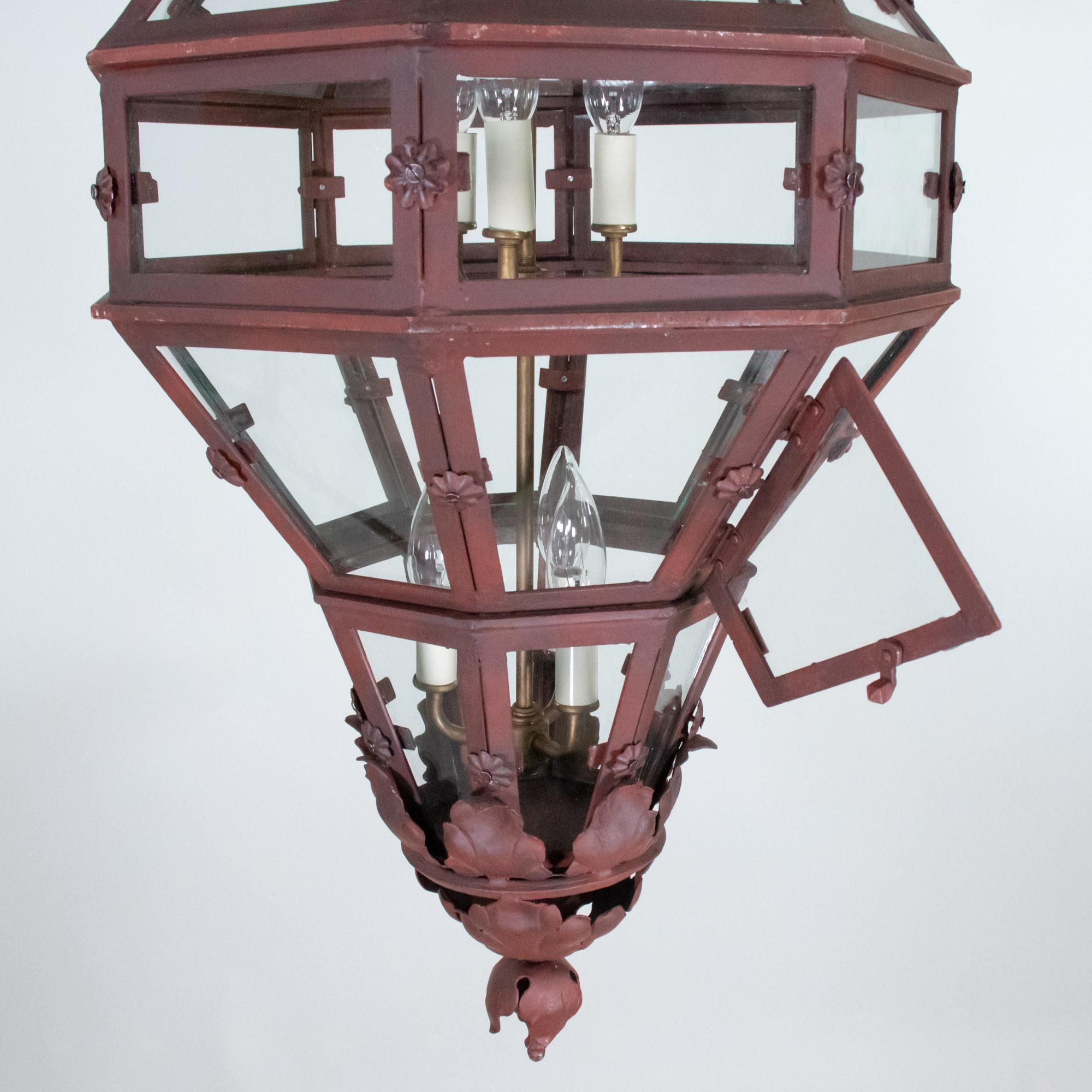 Pair of Large 19th/20th Century French Louis XVI Style Hand Wrought Lanterns For Sale 1