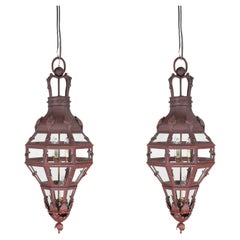 Pair of Large 19th/20th Century French Louis XVI Style Hand Wrought Lanterns