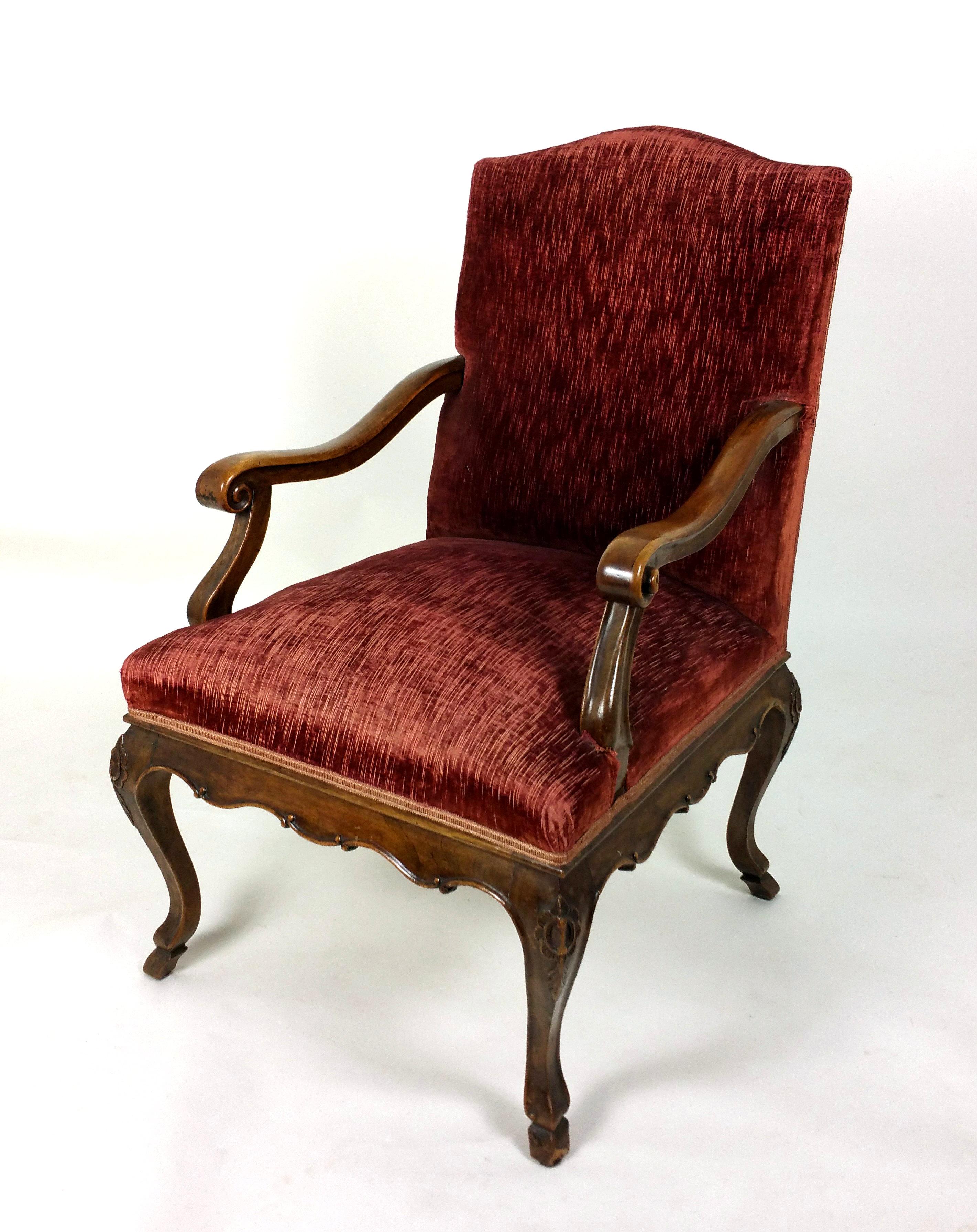 Woven Pair of Large 19th Century French Solid Walnut Upholstered Chairs For Sale