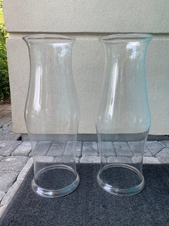 Pair of Large 19th Century American Clear Glass Hurricanes