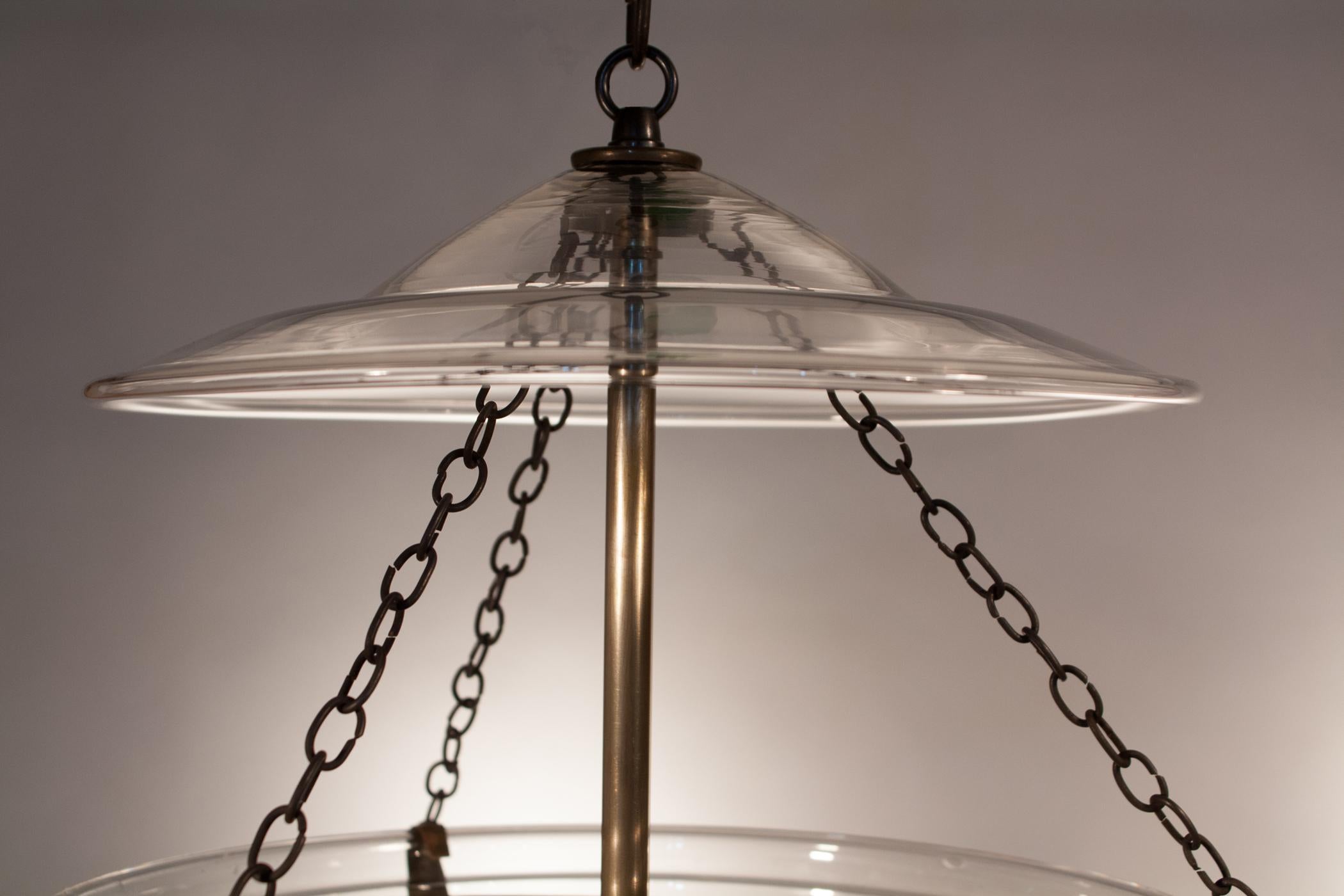 Pair of Large 19th Century Bell Jar Lanterns with Wheat Etching 3