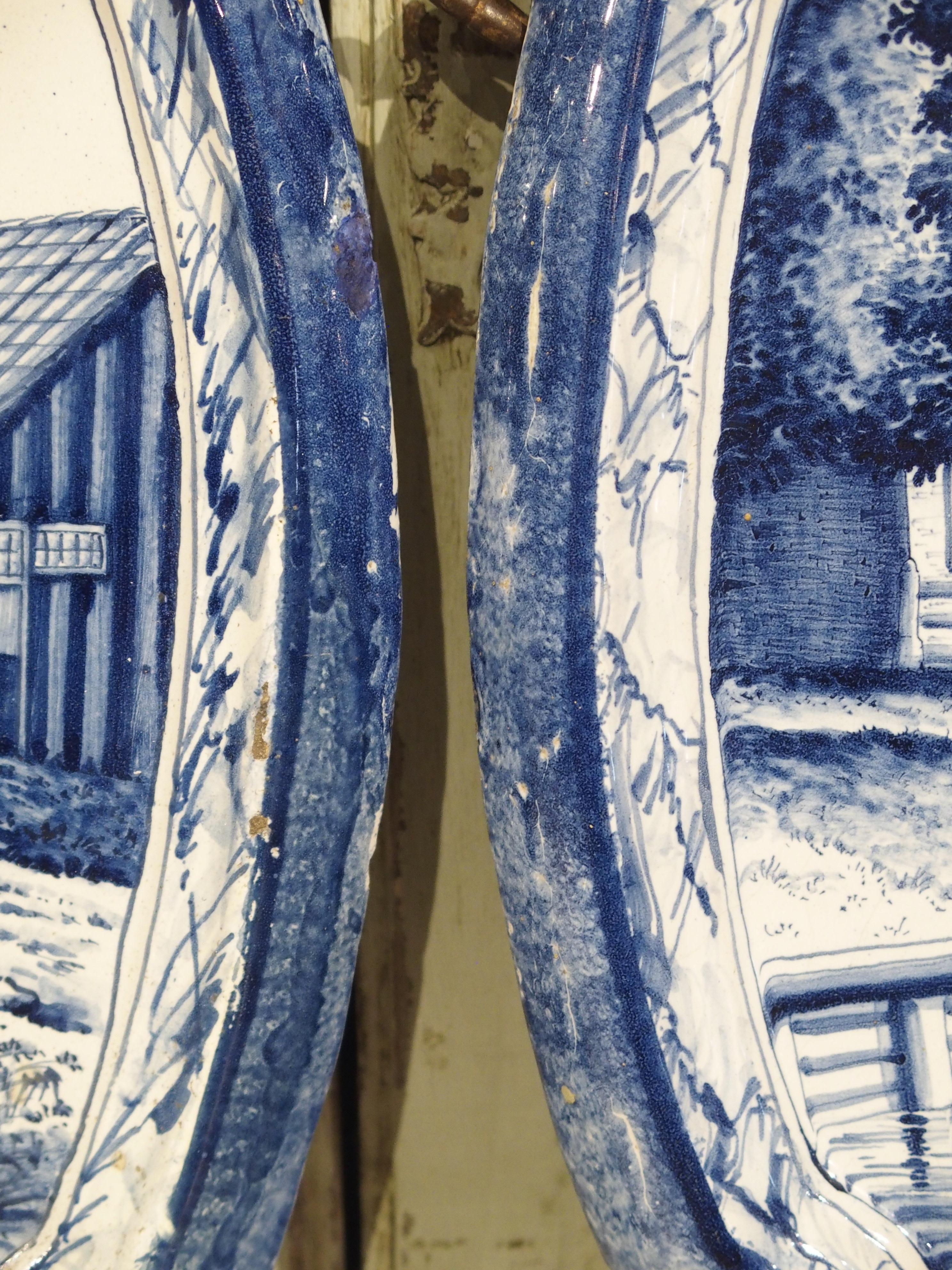 Pair of Large 19th Century Blue and White Delft Wall Plaques 10