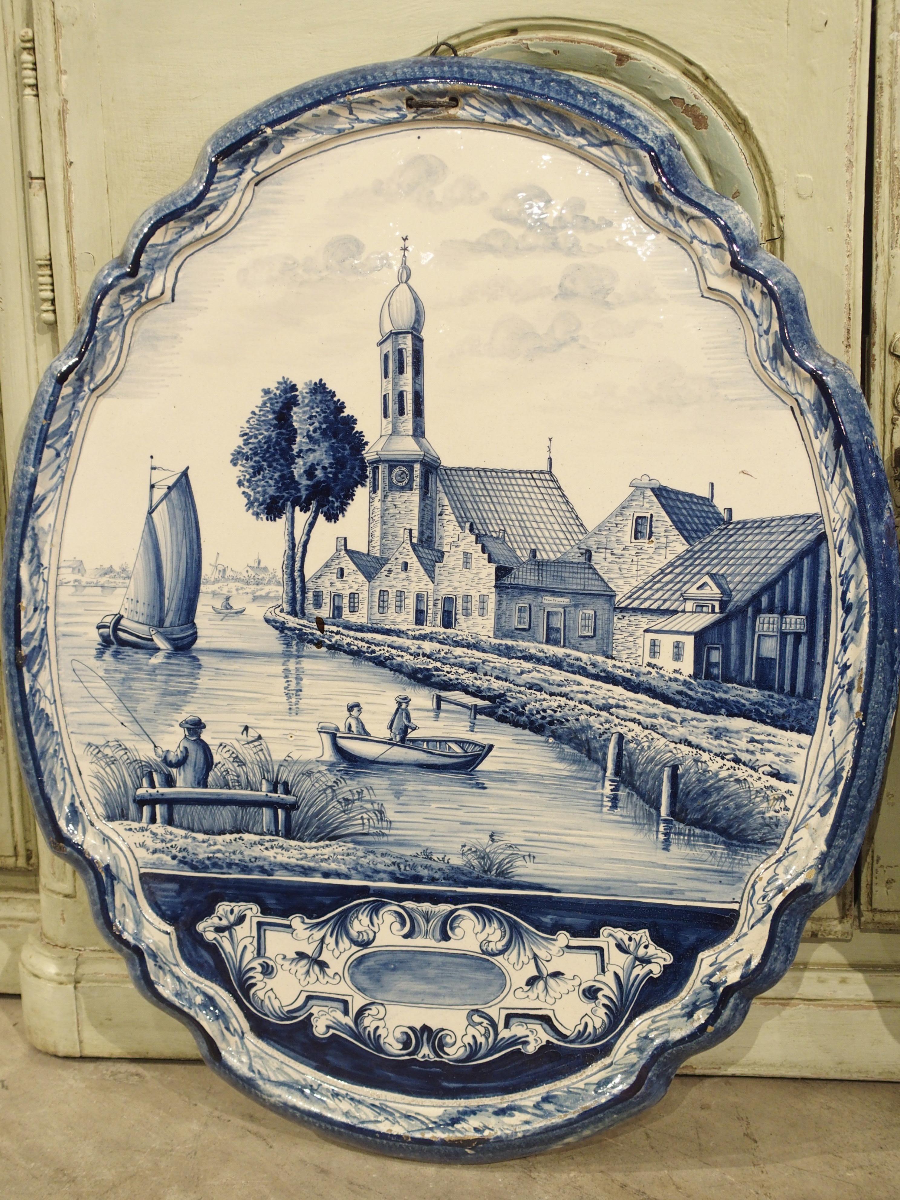 Pair of Large 19th Century Blue and White Delft Wall Plaques 12