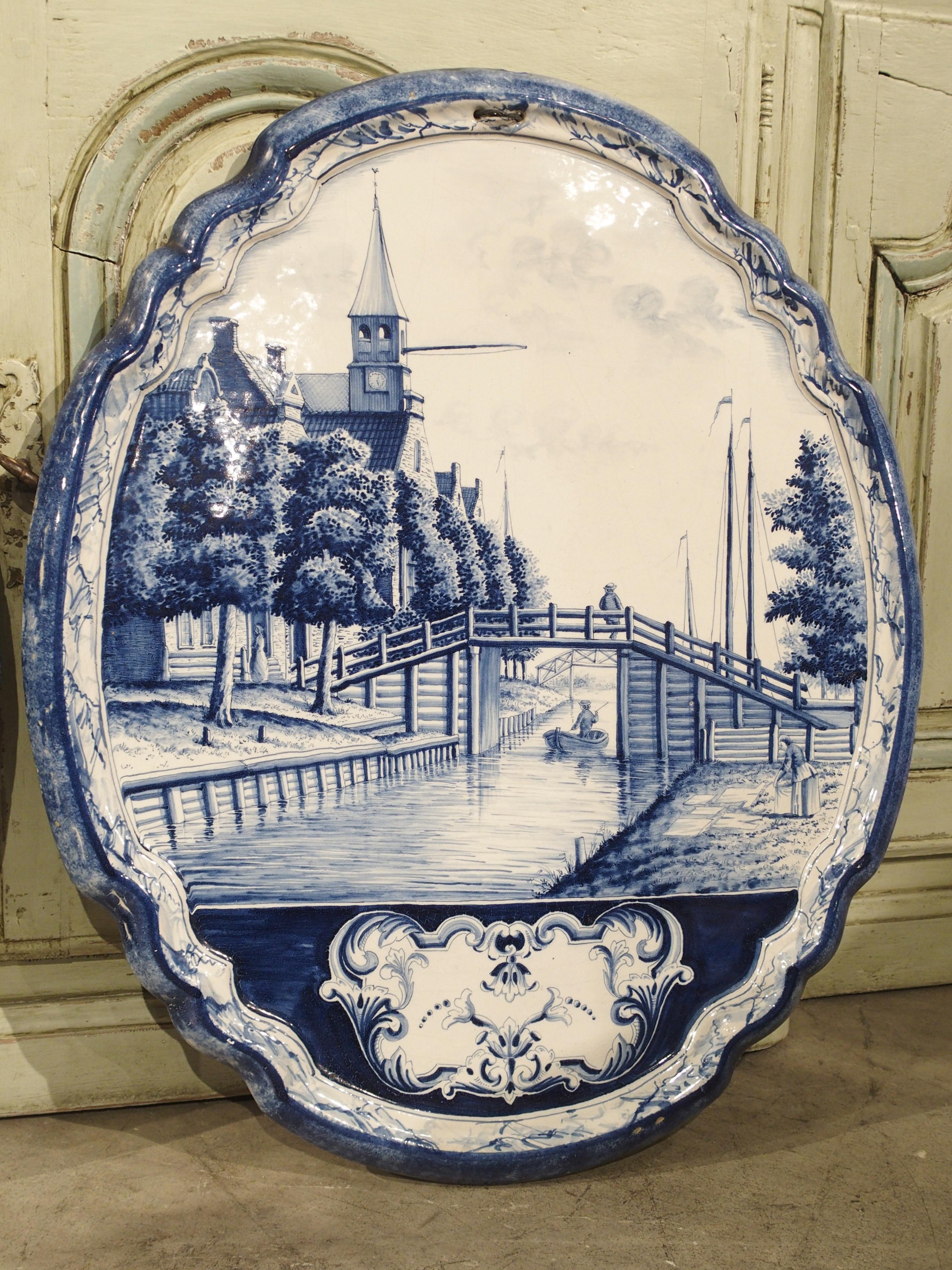 Dutch Pair of Large 19th Century Blue and White Delft Wall Plaques