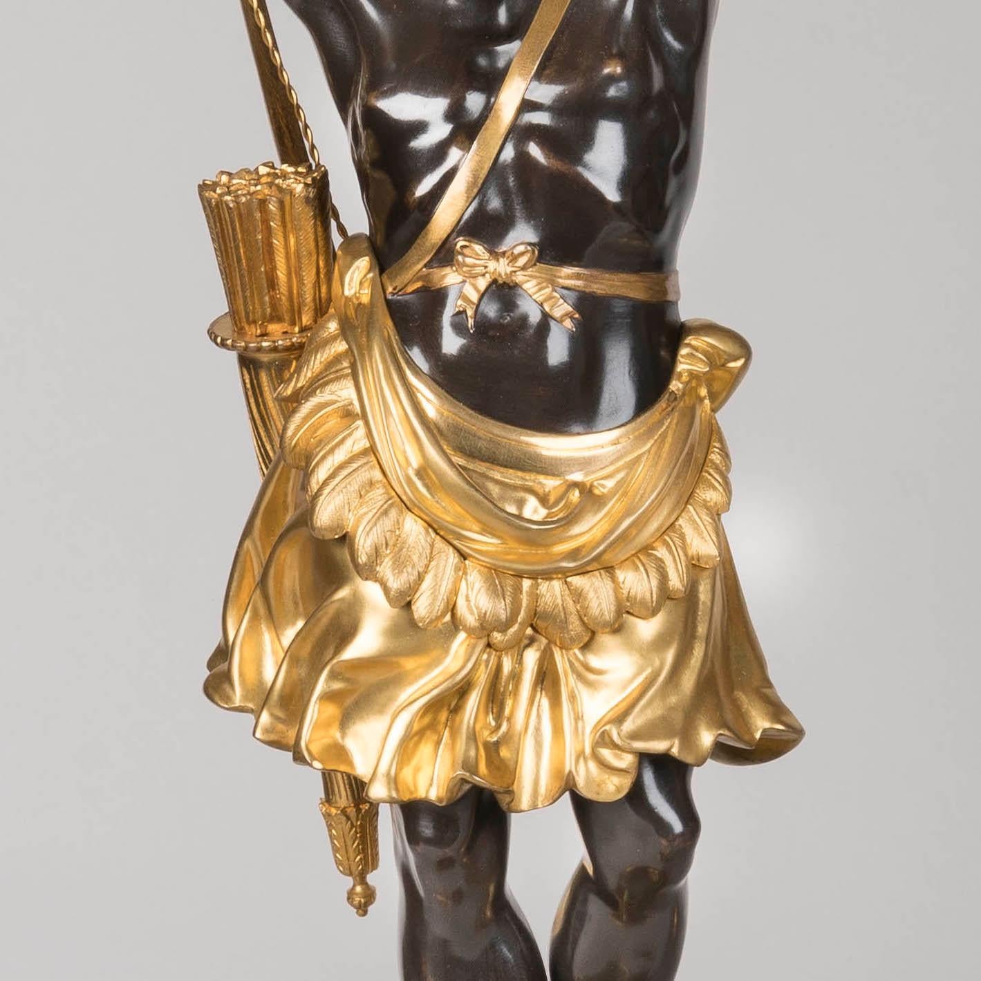 Paire de grands candélabres figuratifs en bronze et doré du XIXe siècle par Denière en vente 5