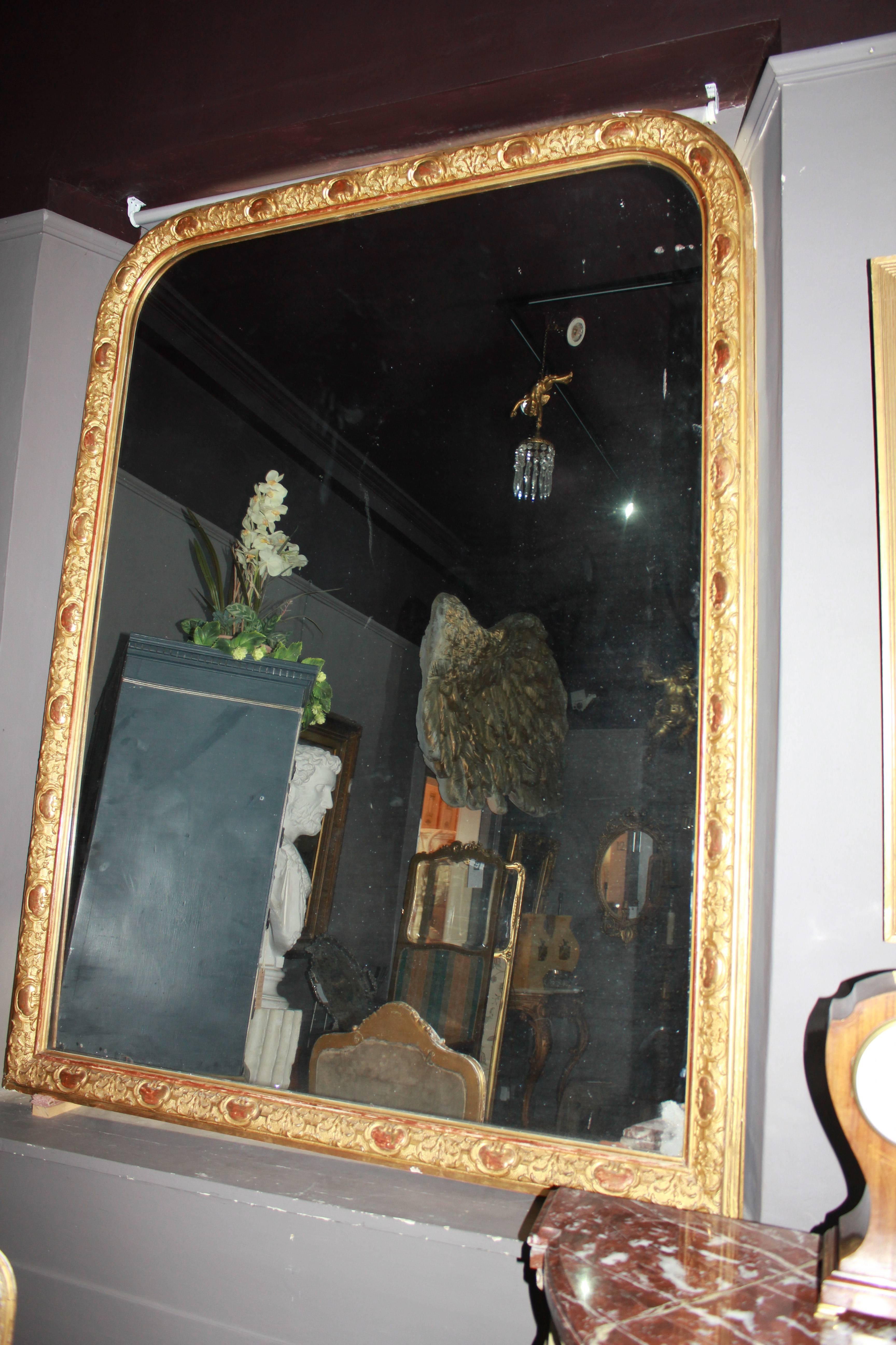 Pair of Large 19th Century Carved Giltwood and Gesso Overmantel Mirrors In Good Condition In Tetsworth, GB