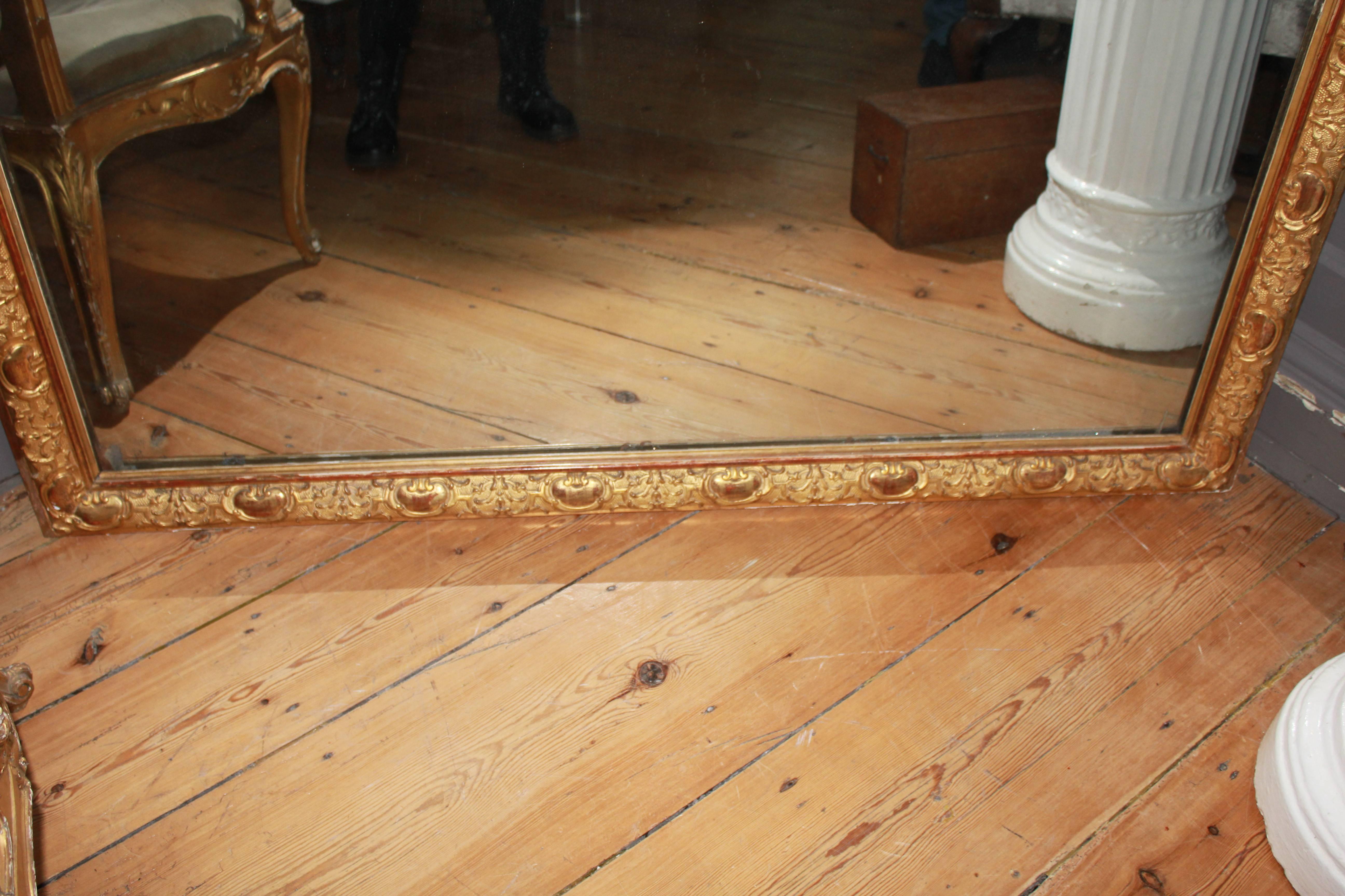 Pair of Large 19th Century Carved Giltwood and Gesso Overmantel Mirrors 2