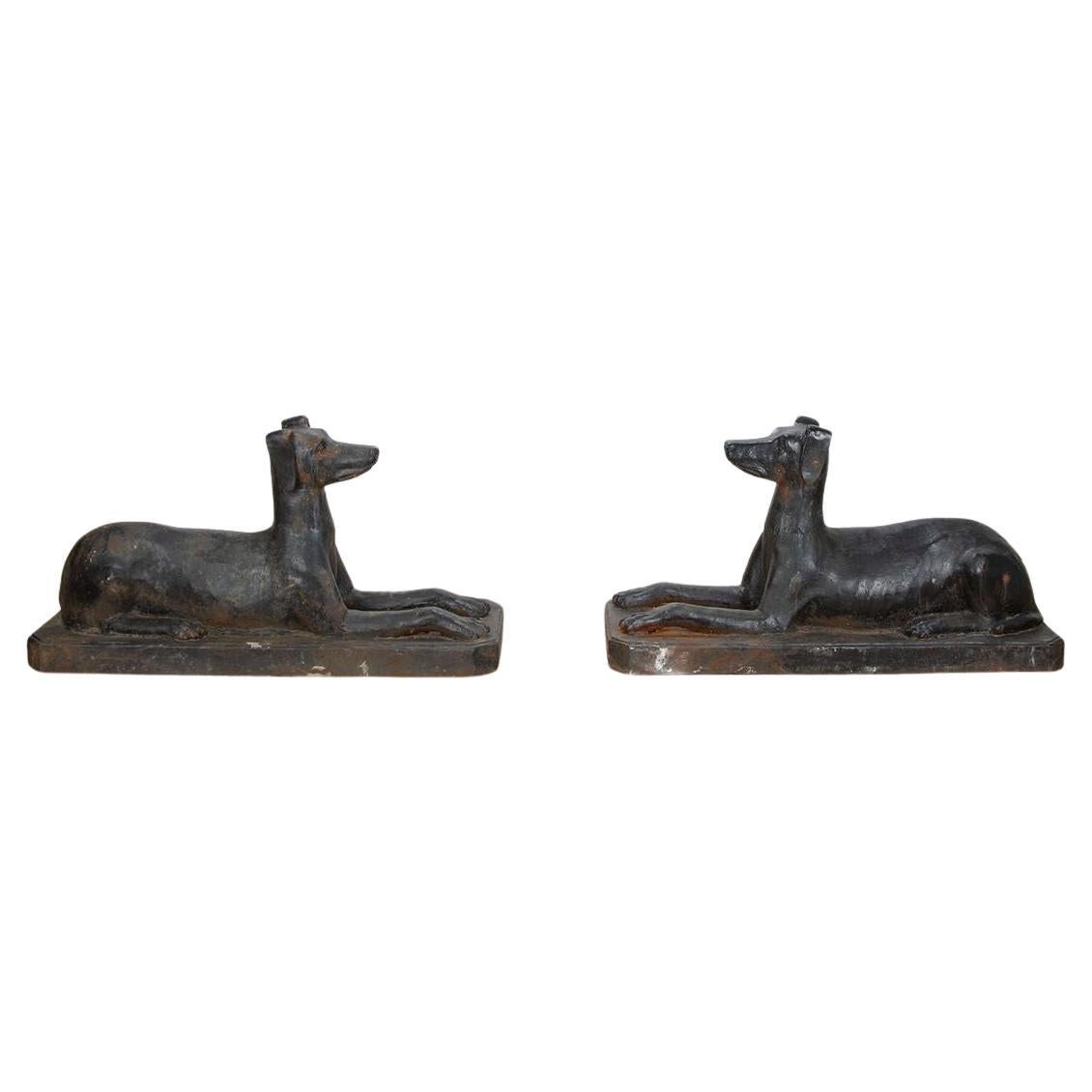 Pair of Large 19th Century Cast Iron Dogs