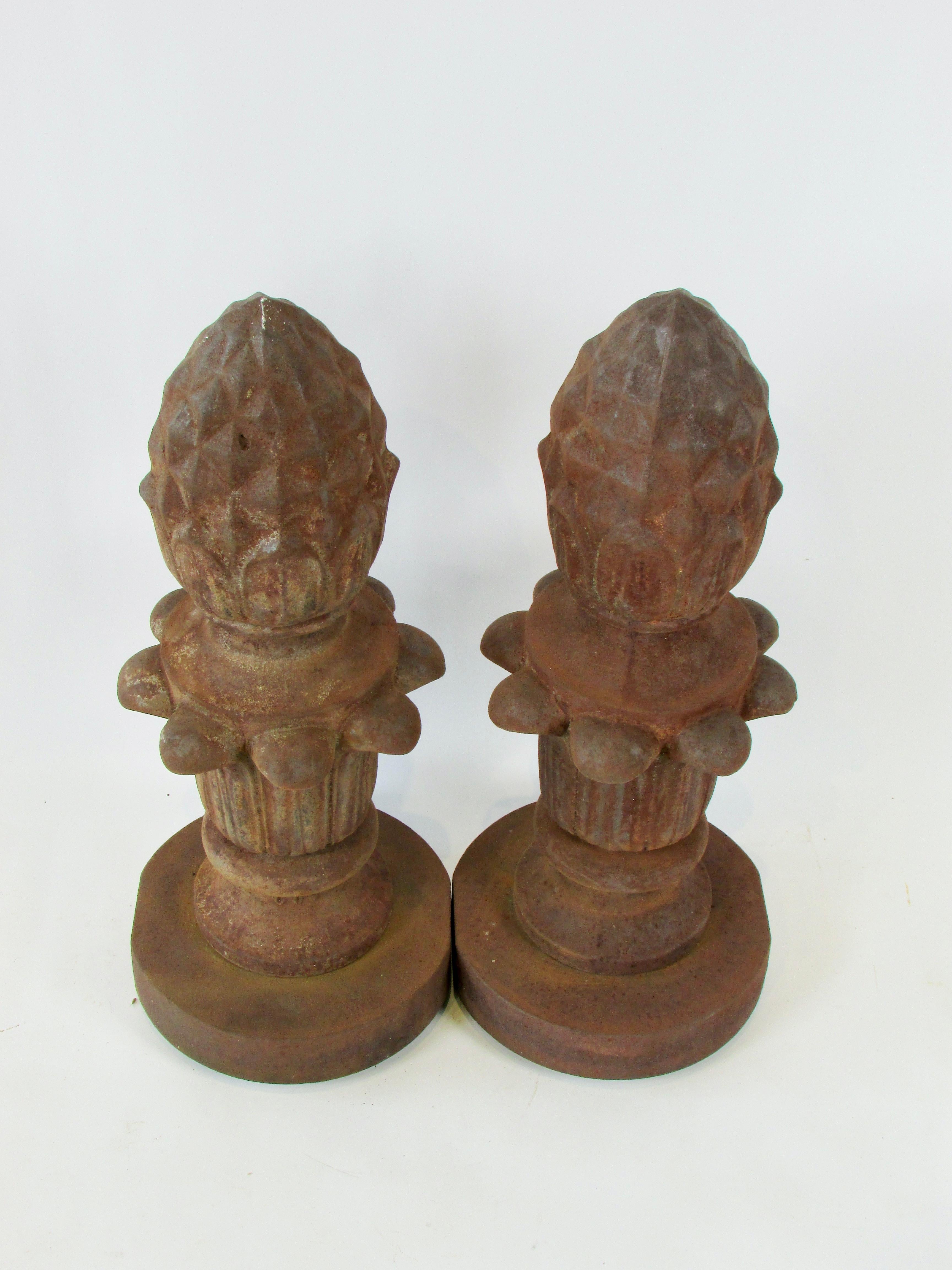 Pair of large cast iron nineteenth century finials. Excellent as garden decoration.
