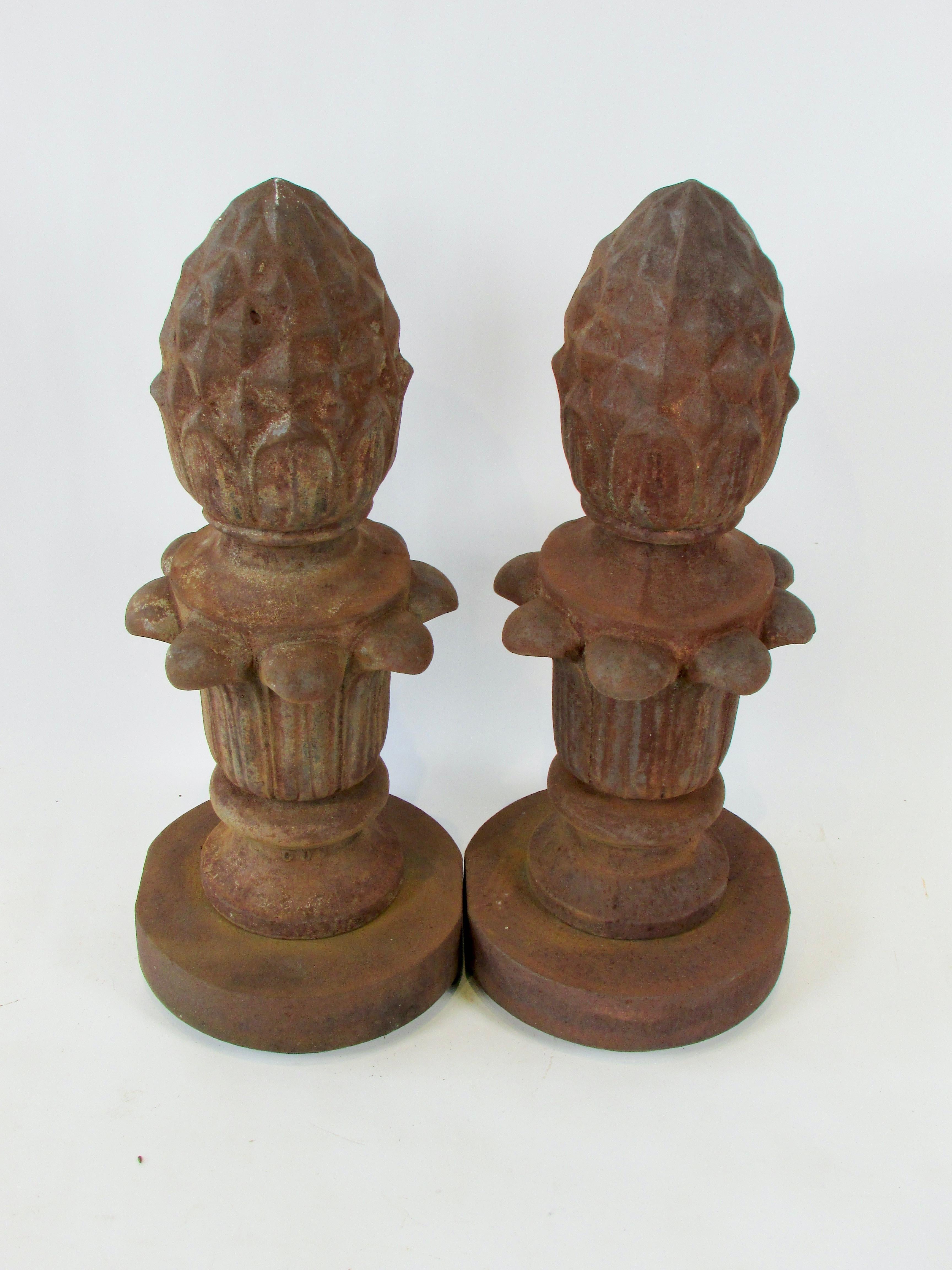 American Classical Pair of Large 19th Century Cast Iron Finials for Out Door Garden Sculpture For Sale