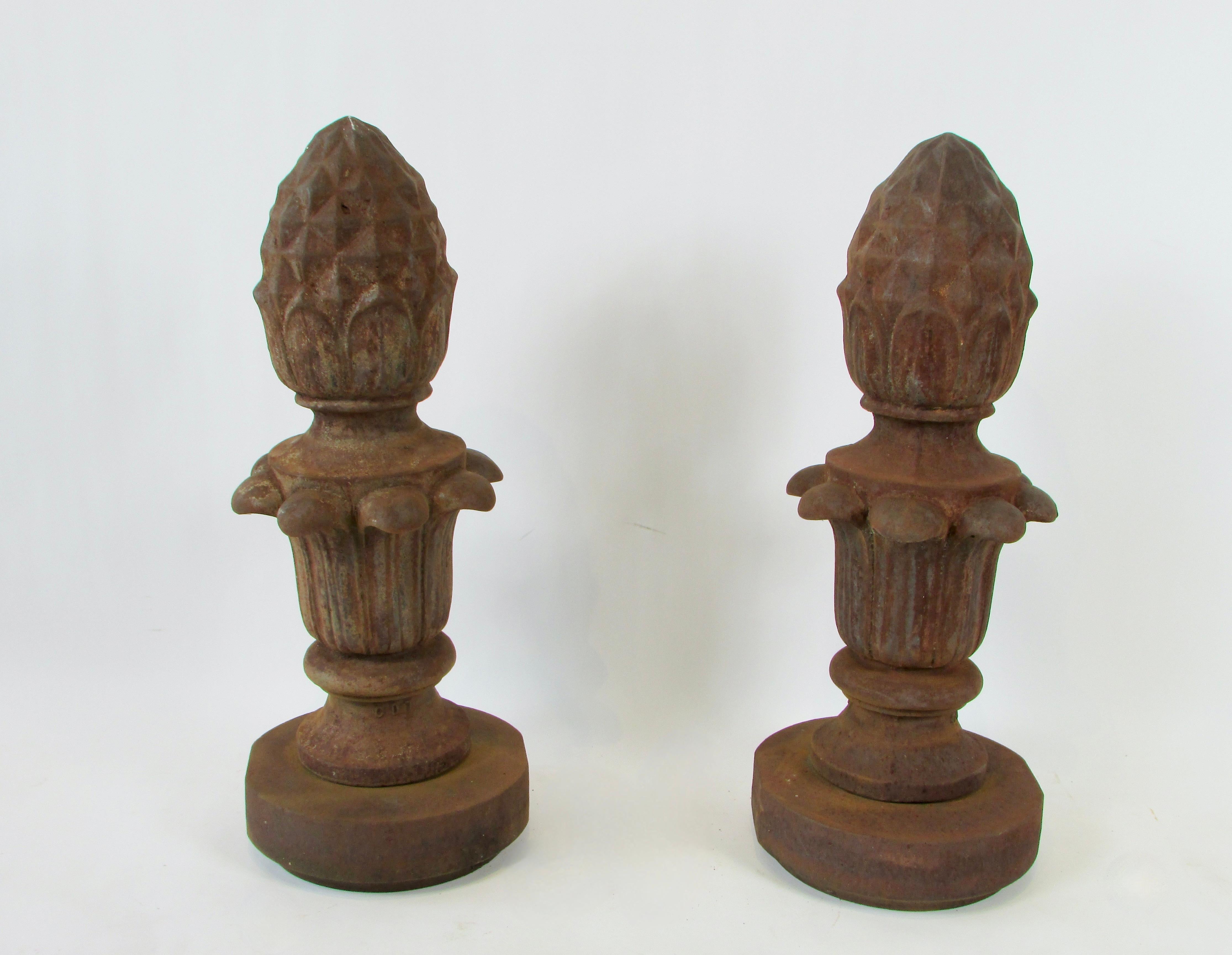 American Pair of Large 19th Century Cast Iron Finials for Out Door Garden Sculpture For Sale