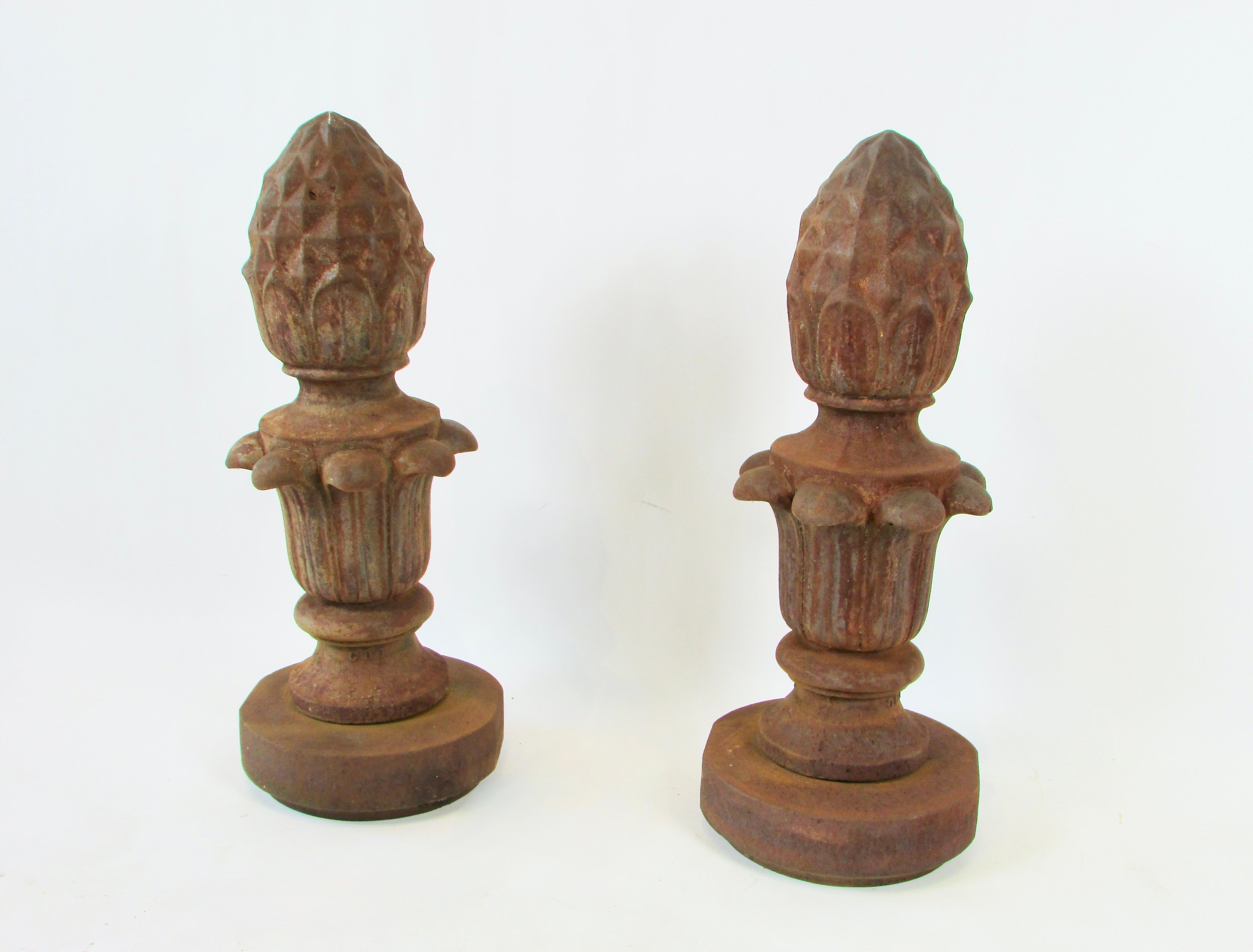 Pair of Large 19th Century Cast Iron Finials for Out Door Garden Sculpture In Good Condition For Sale In Ferndale, MI