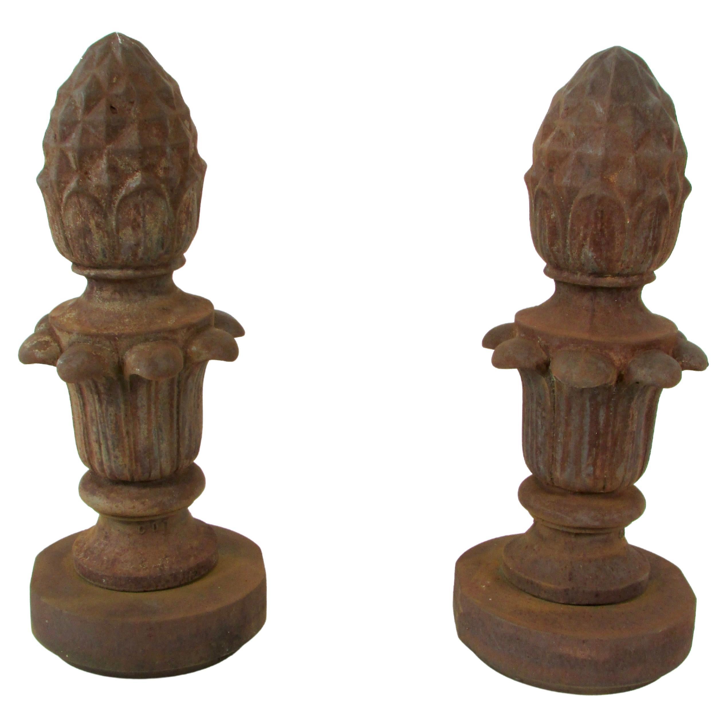 Pair of Large 19th Century Cast Iron Finials for Out Door Garden Sculpture For Sale