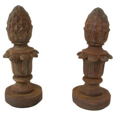 Antique Pair of Large 19th Century Cast Iron Finials for Out Door Garden Sculpture