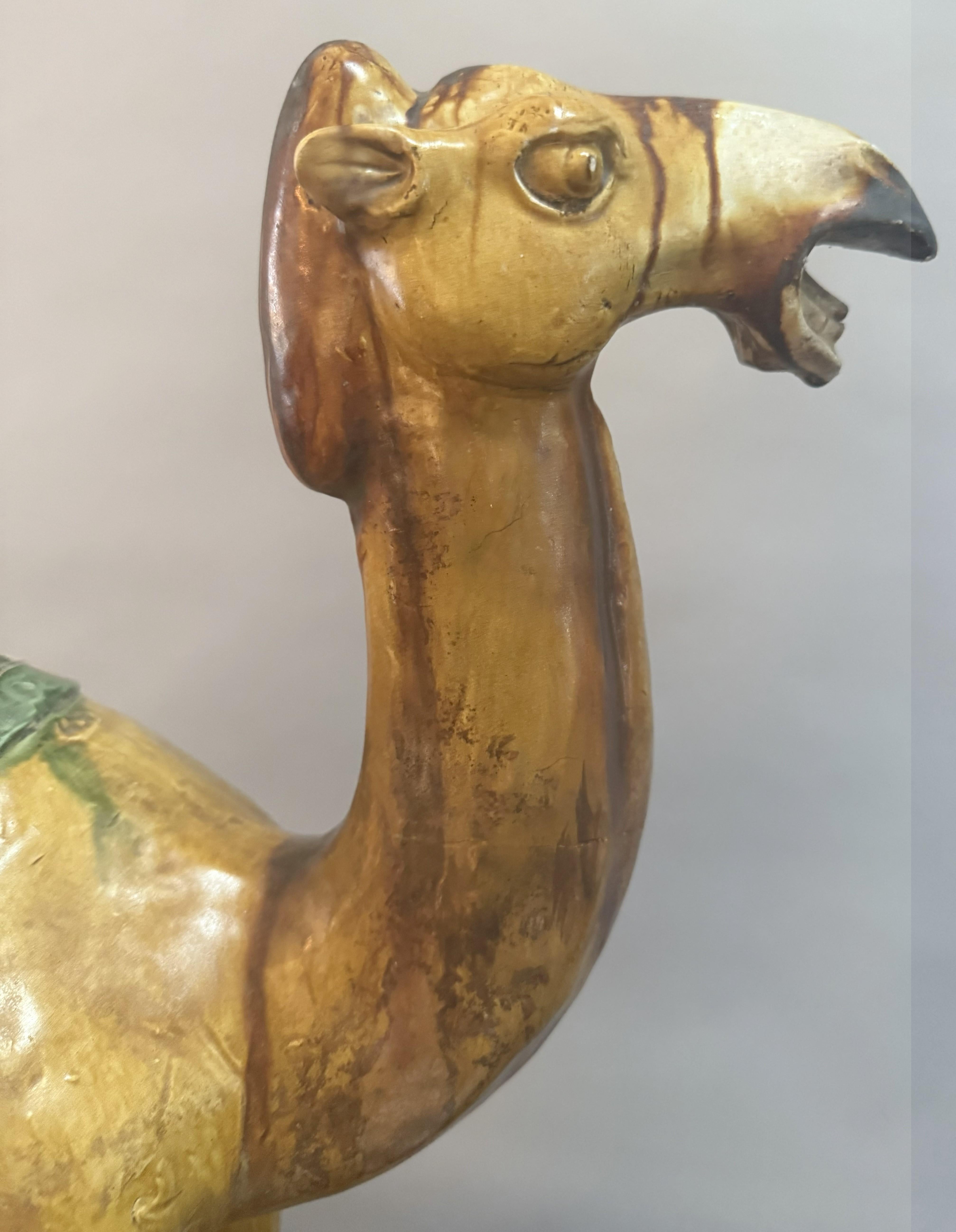 Paar große chinesische Kamelfiguren aus glasierter Keramik des 19. im Angebot 3