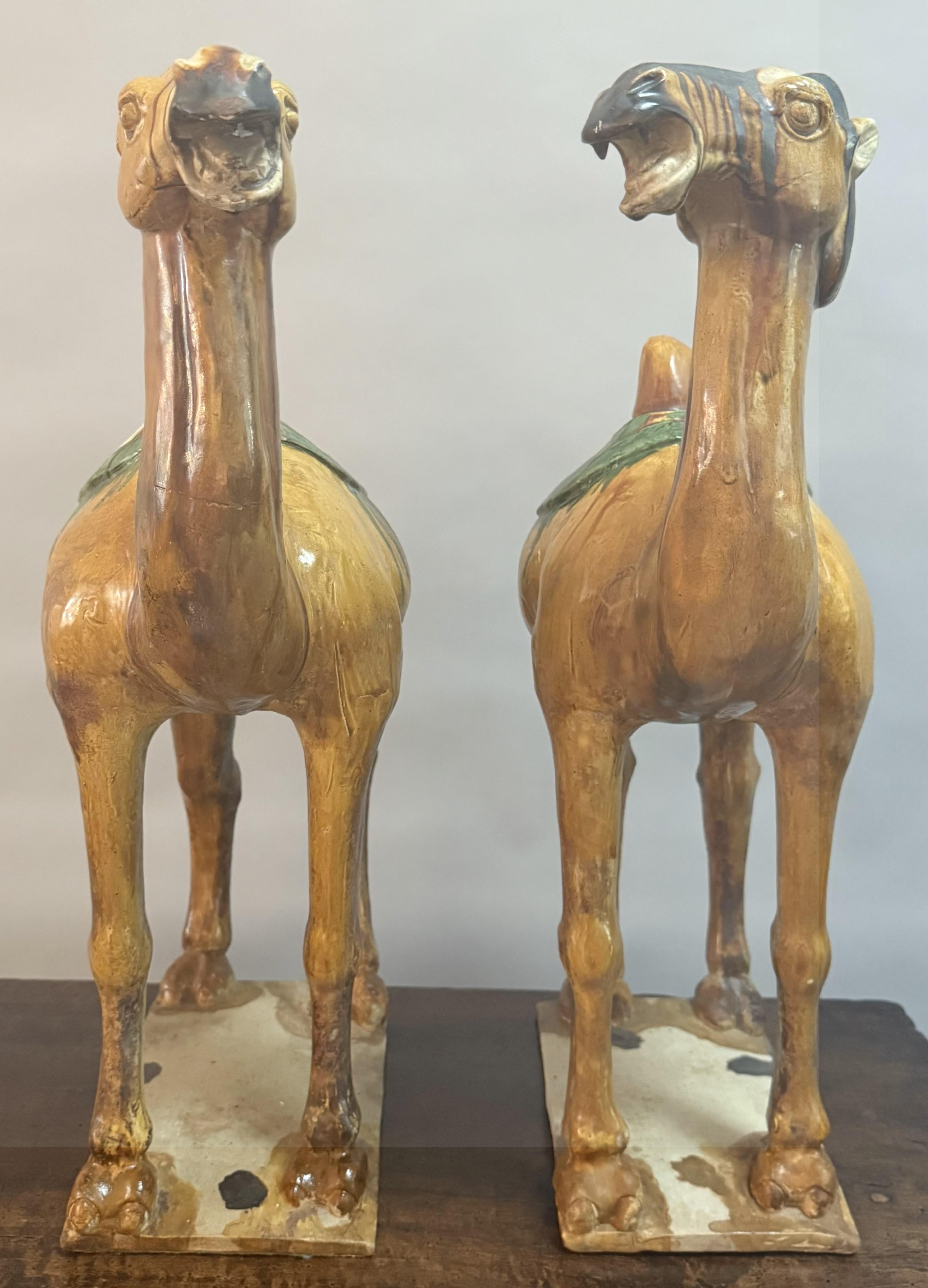 Paar große chinesische Kamelfiguren aus glasierter Keramik des 19. im Angebot 9