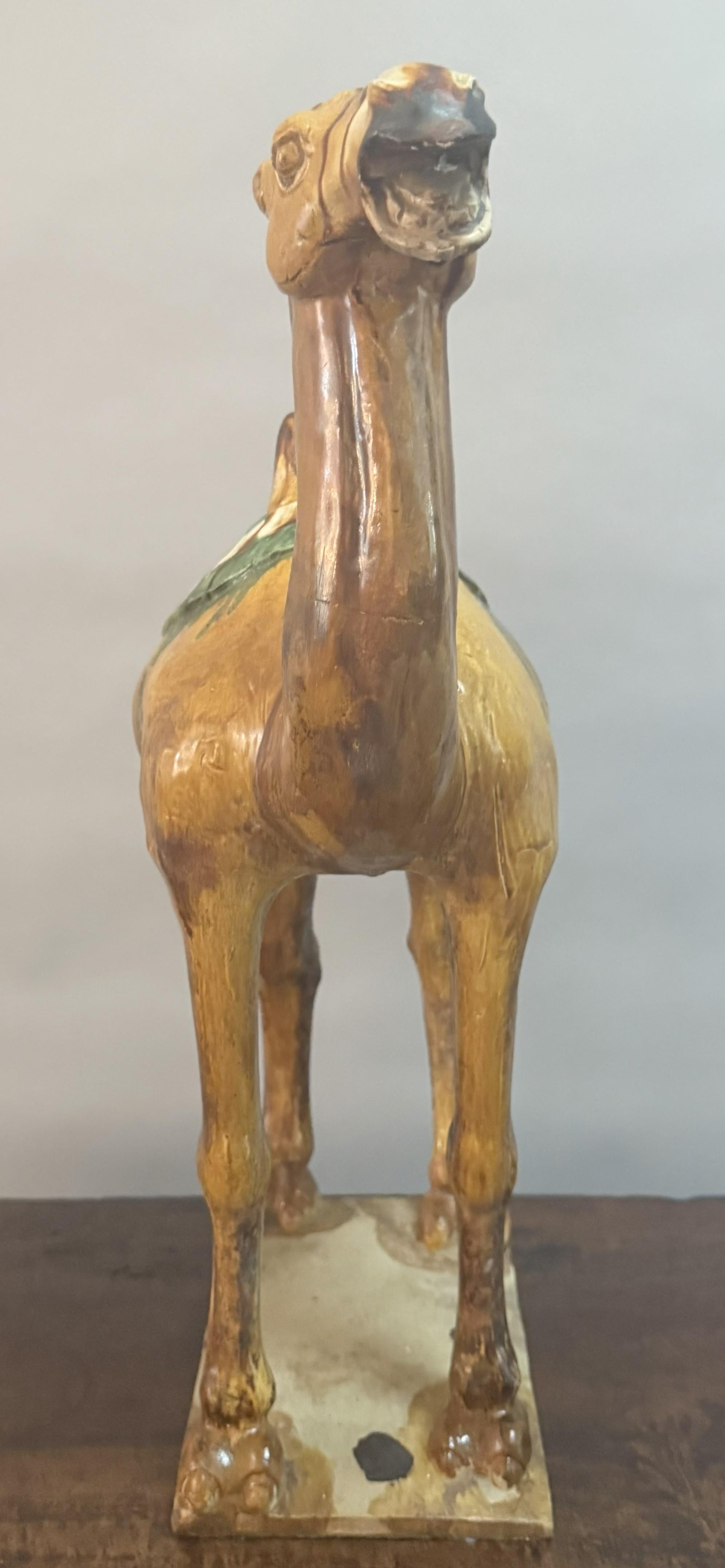 Paar große chinesische Kamelfiguren aus glasierter Keramik des 19. im Angebot 1