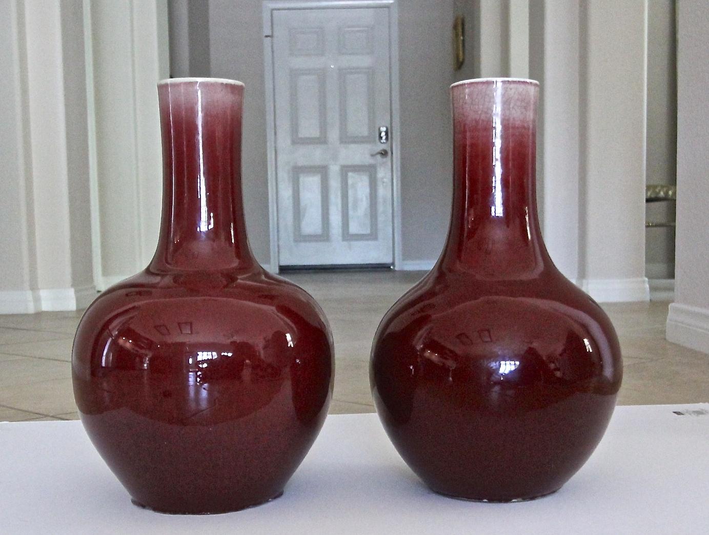 Pair of Large 19th Century Chinese Sang De Boeuf 