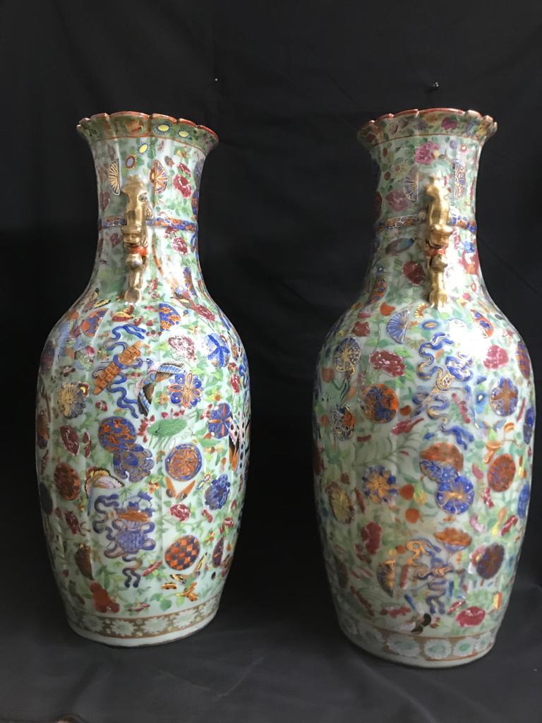Porcelain Pair of Large 19th Century Chinese Vases For Sale