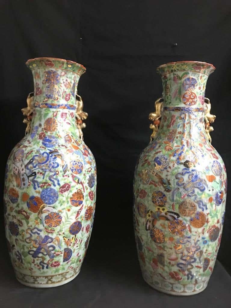 Porcelain Pair of Large 19th Century Chinese Vases