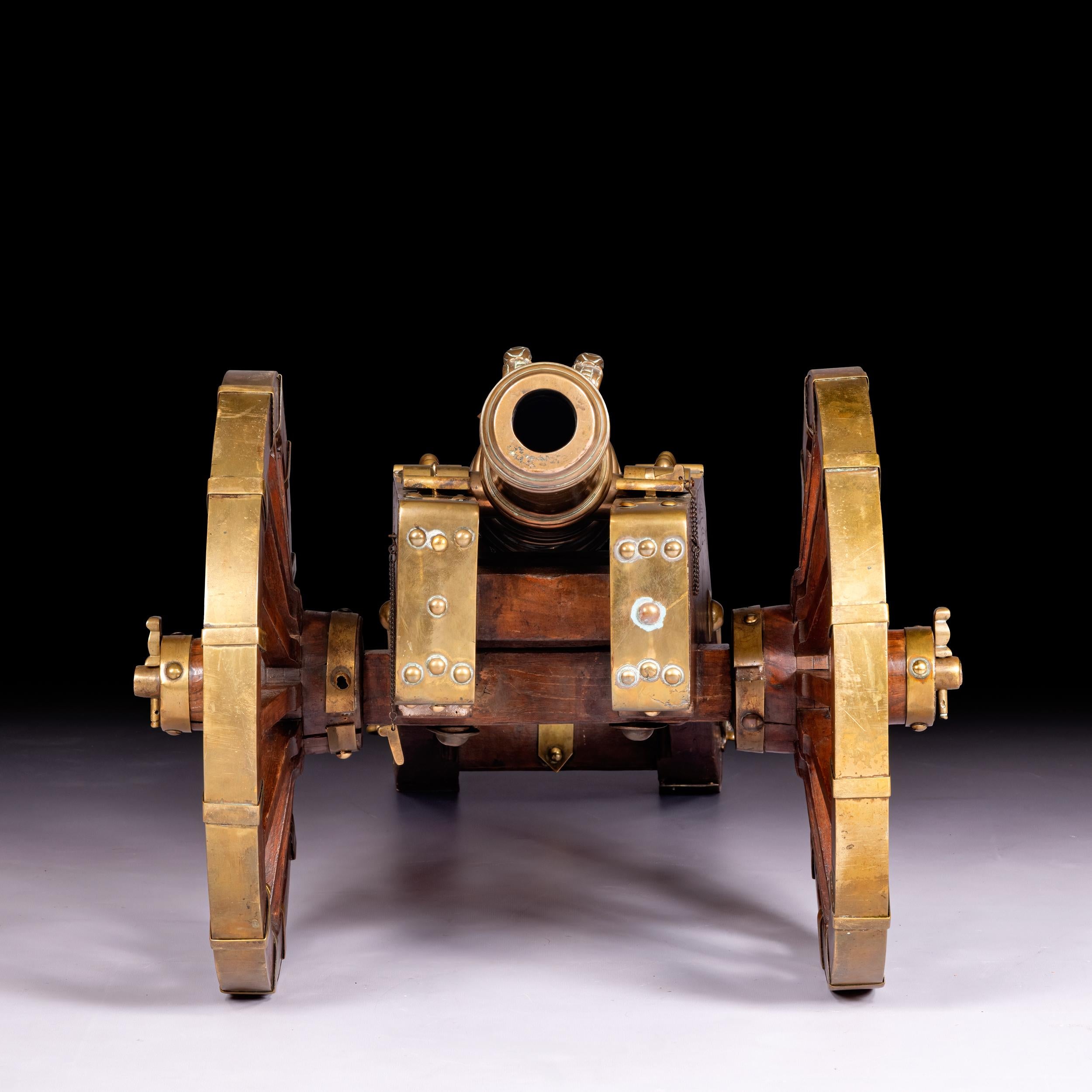 Anglais Paire de grands canons de signal d'artillerie anglais en bronze du 19e siècle en vente