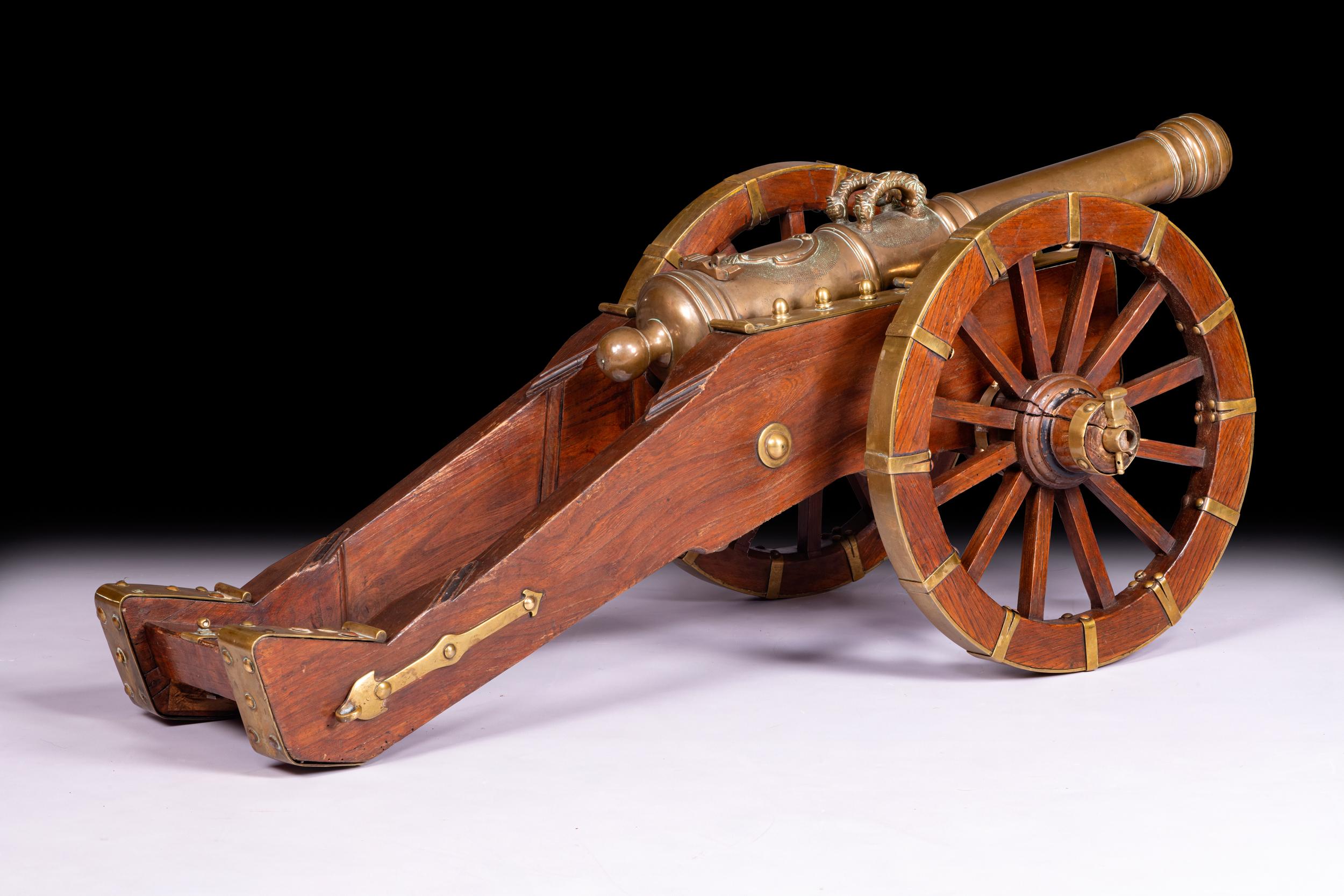 Laiton Paire de grands canons de signal d'artillerie anglais en bronze du 19e siècle en vente