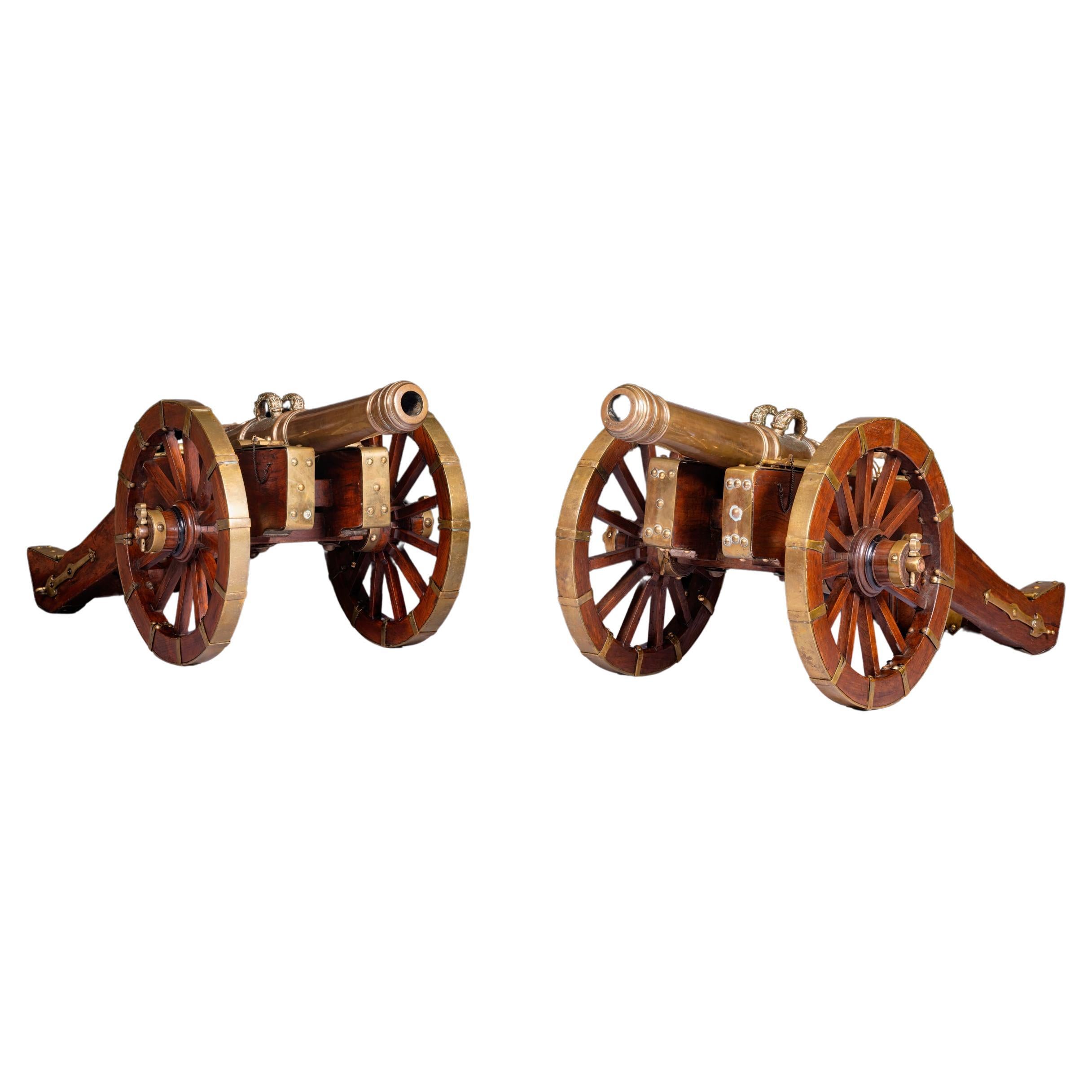 Pair Of Large 19th Century English Bronze Artillery Signal Cannons