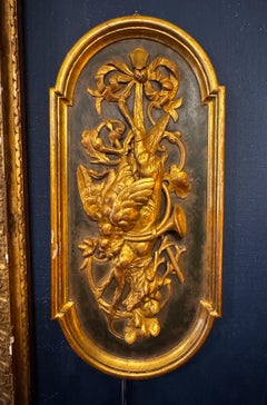 Pair of Large 19th Century English Carved Guilt Hunting Wall Plaques