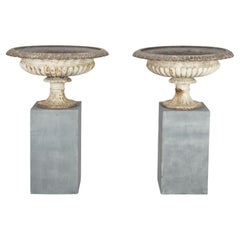 Pair of Large 19th Century English Cast Iron Urns