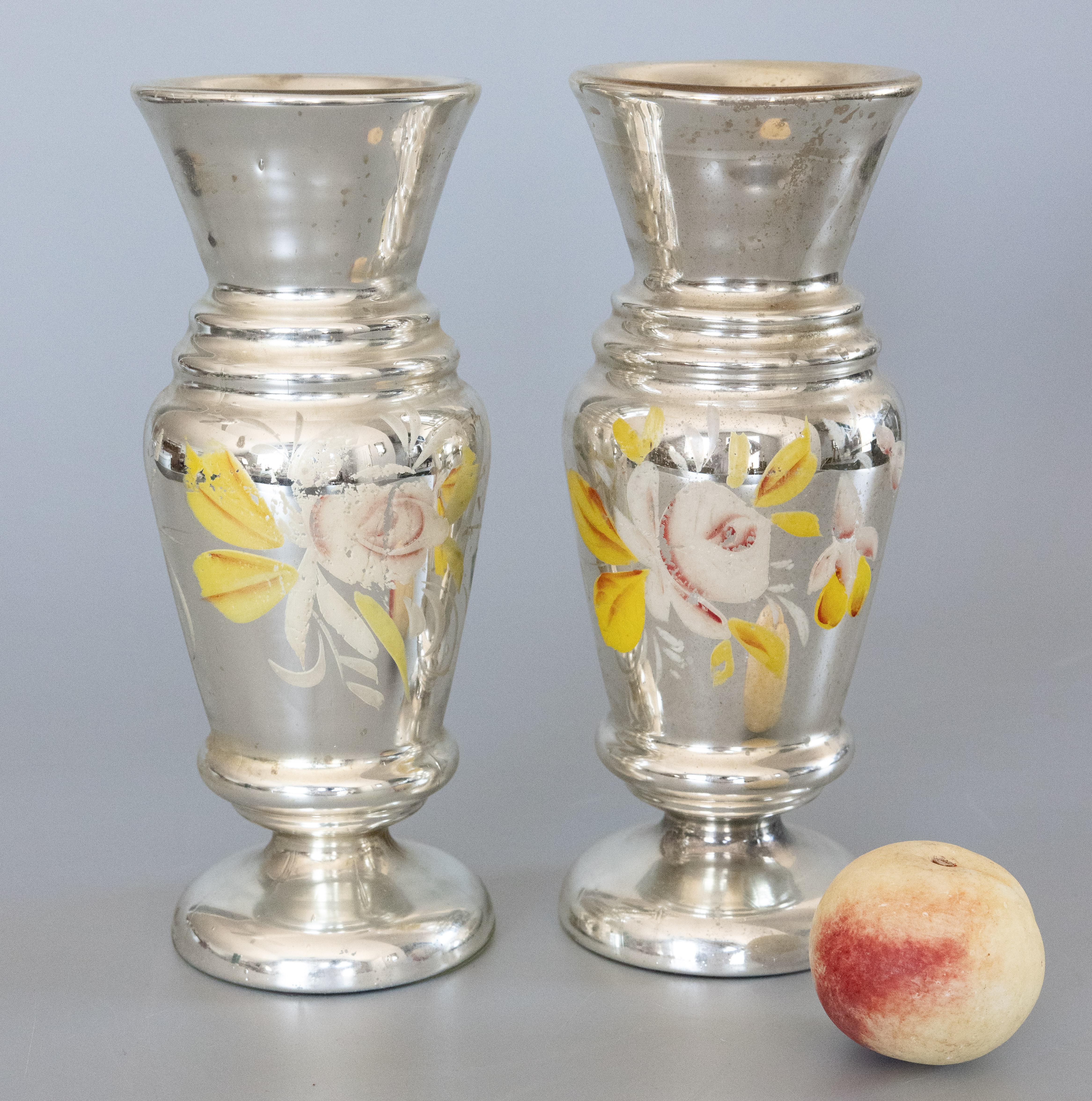 Pair of Large 19th Century English Silvered Mercury Glass Vases For Sale 3