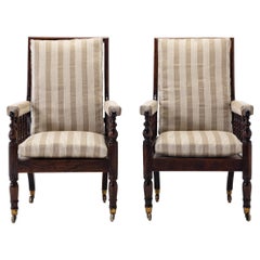 Pair of Large 19th Century English Simulated Rosewood Armchairs